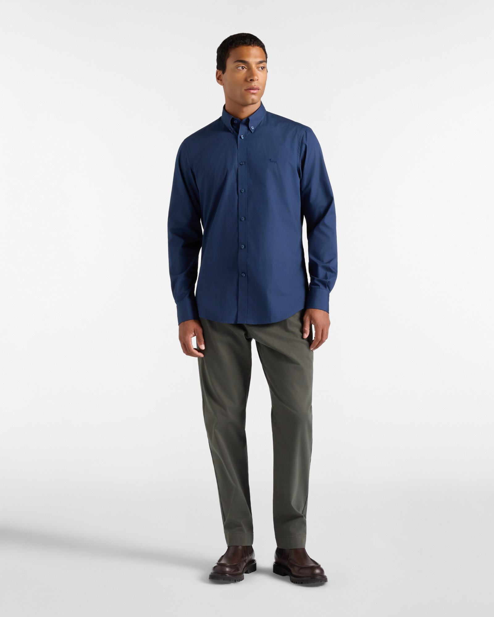 Men's regular-fit red poplin shirt, DARK BLUE, large