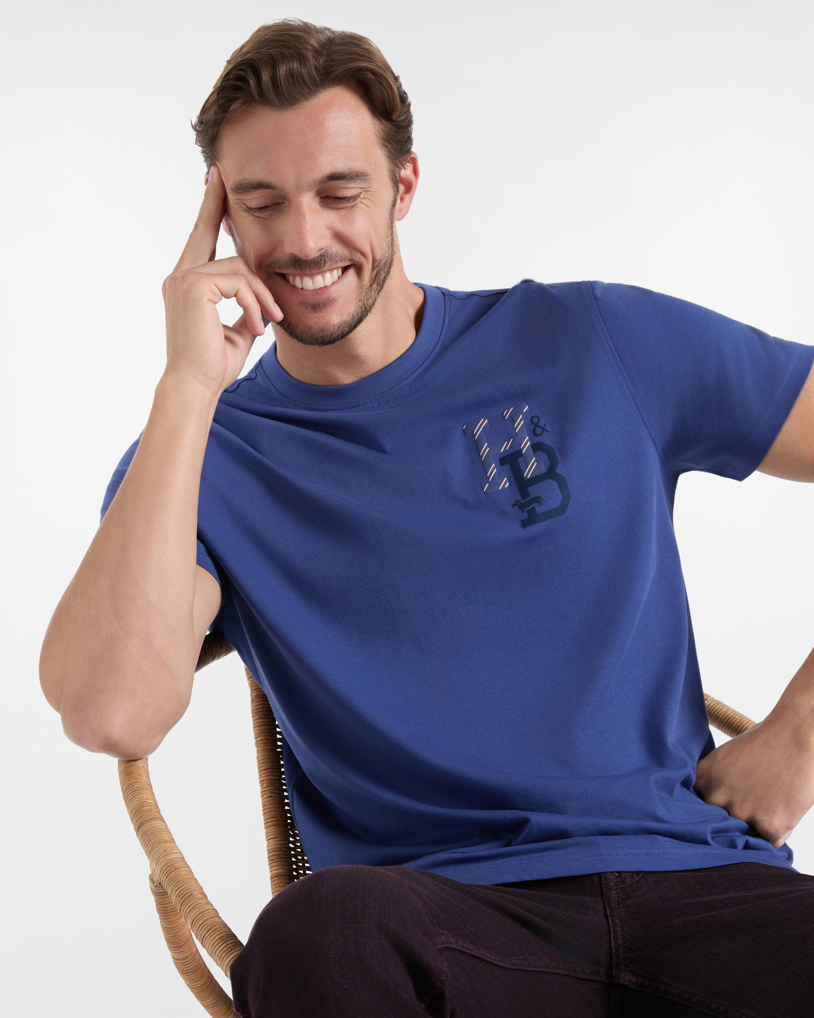 Men's regular-fit T-shirt in 100% pure cotton, SPORT BLUE, large