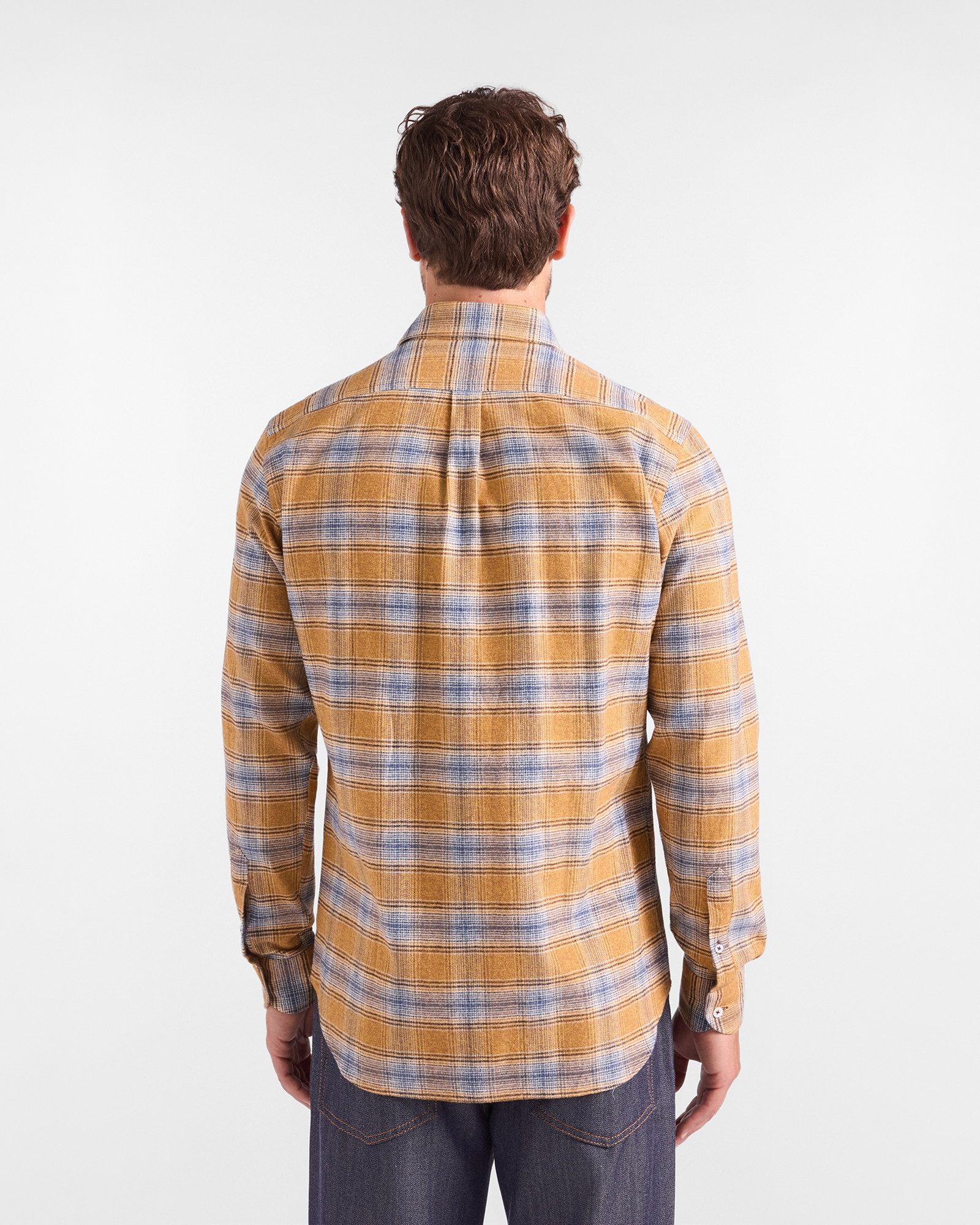 Men&rsquo;s checked cotton shirt, YELLOW, large