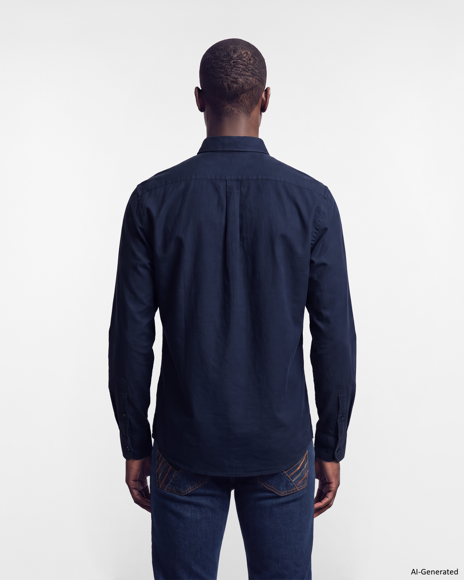 Men's regular-fit yarn-dyed Oxford shirt, DARK BLUE, large