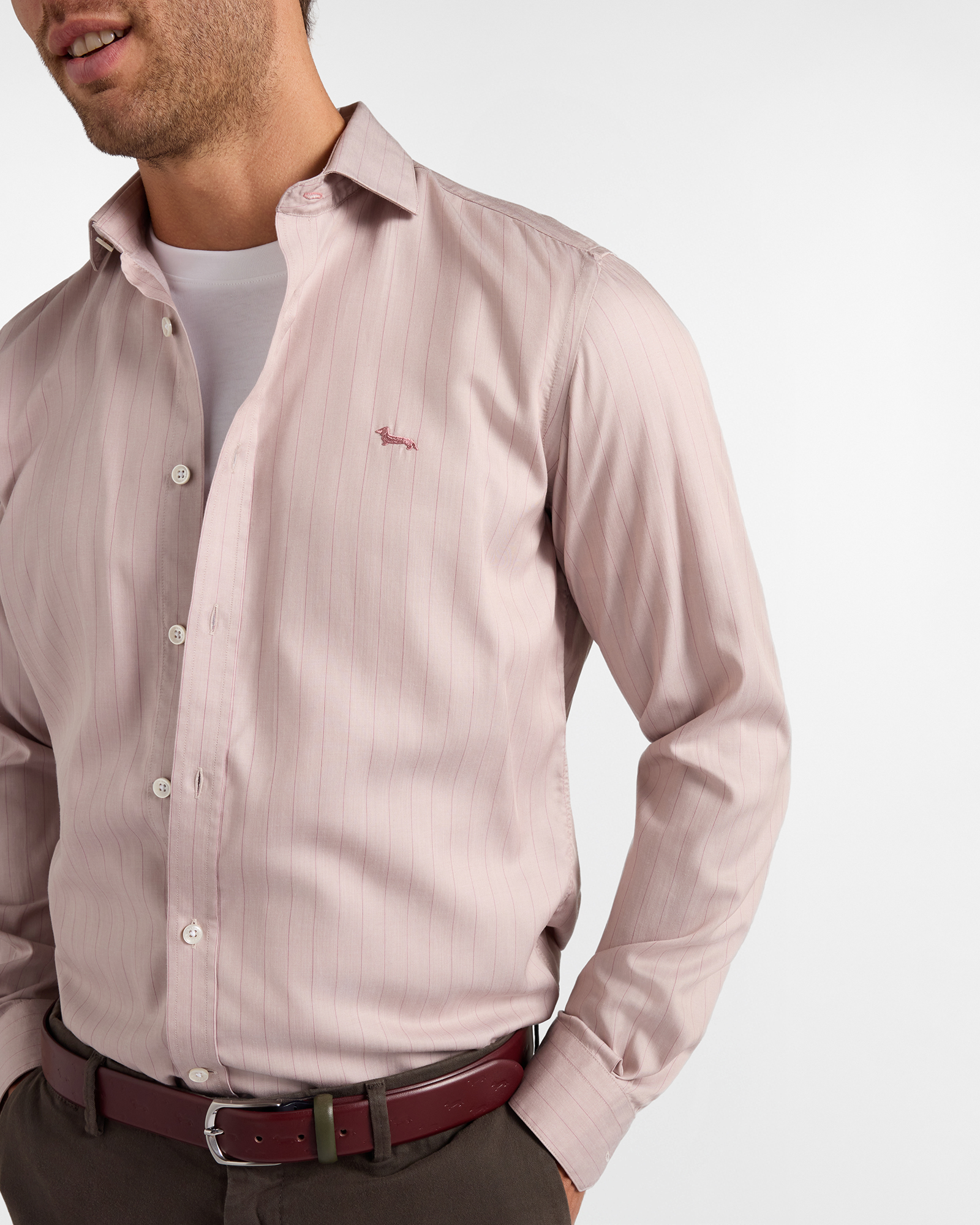 Chemise homme &agrave; rayures en twill Tencel&reg; Narrow Fit, BEIGE, large