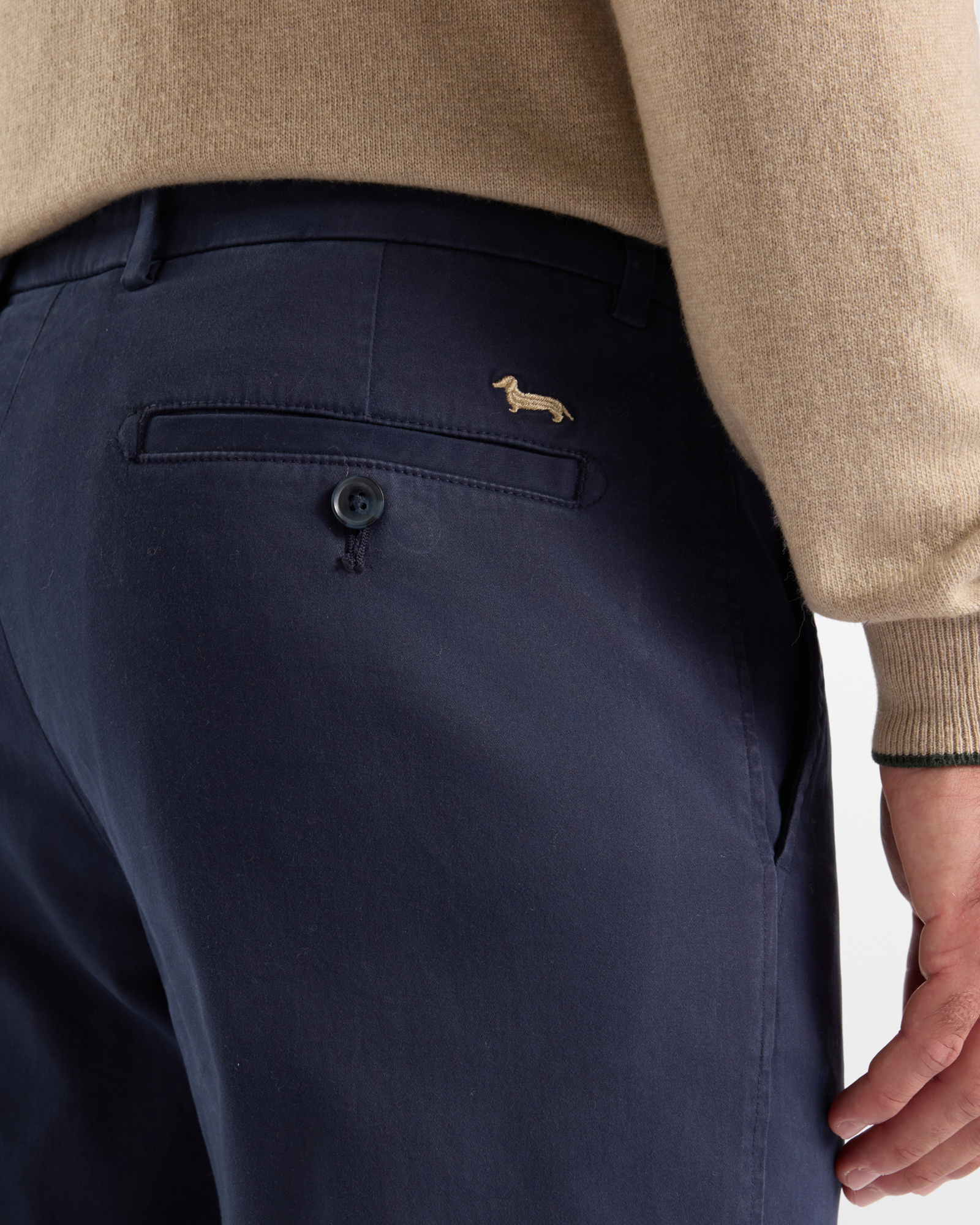 Men&rsquo;s narrow-fit stretch cotton chino pants, NAVY BLUE, large