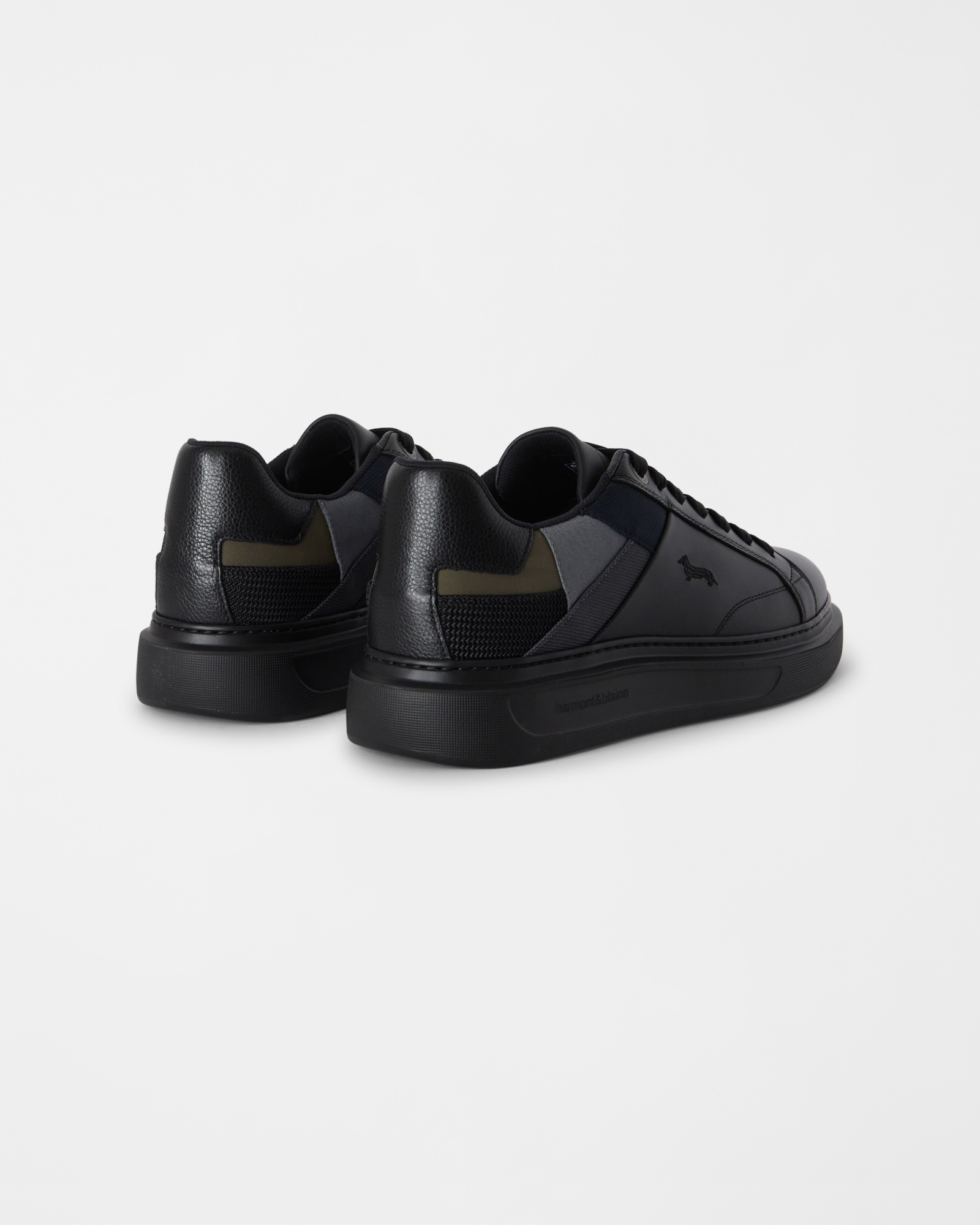 Sneakers homme en cuir avec empi&egrave;cements techniques, NOIR - MULTICOLORE, large