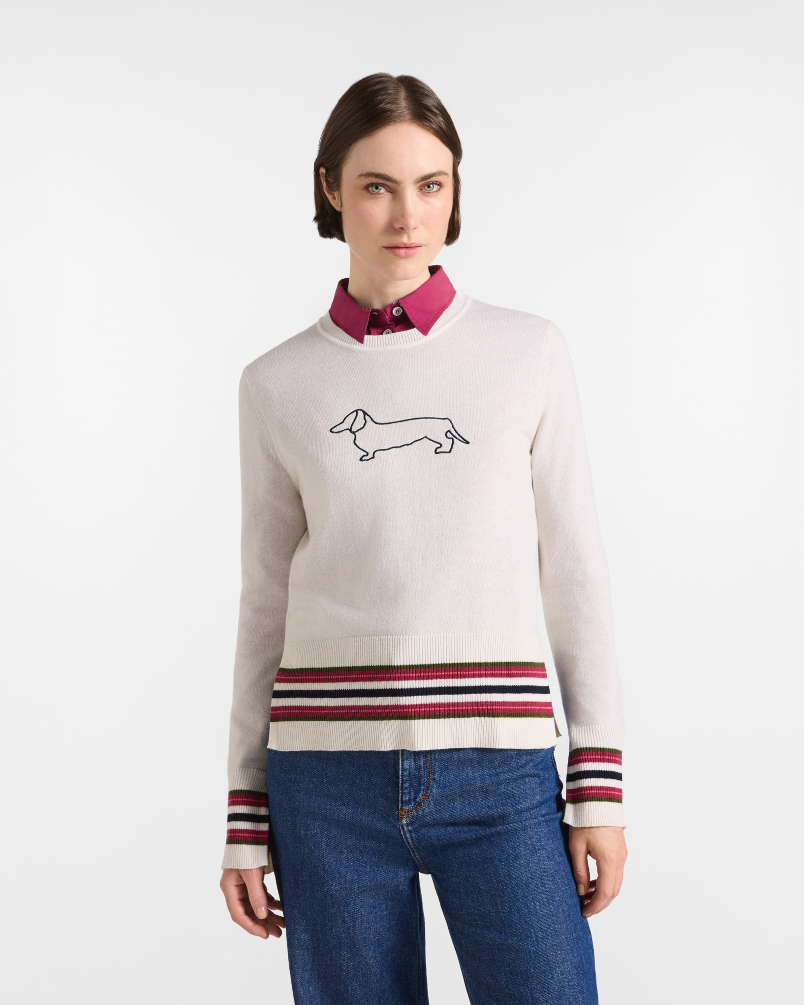 Jersey Mujer en mezcla de lana color blanco Regular Fit Made in Italy