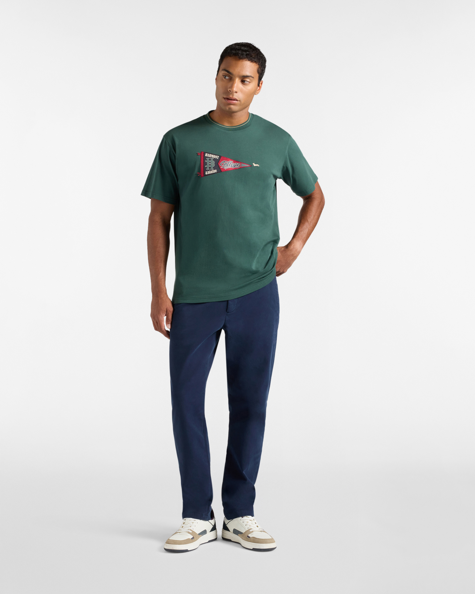 Men's relaxed-fit T-shirt in 100% pure cotton, BOTTLE GREEN, large