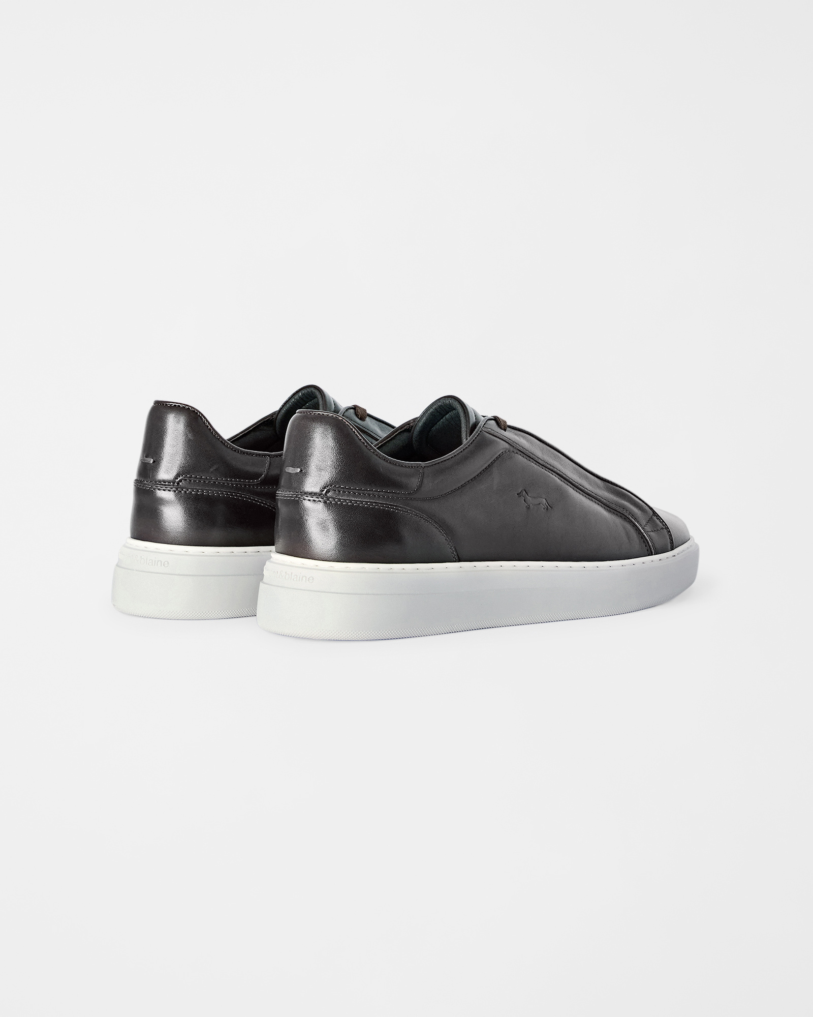 Sneakers slip-on homme en cuir, BRUN FONC&Eacute;, large