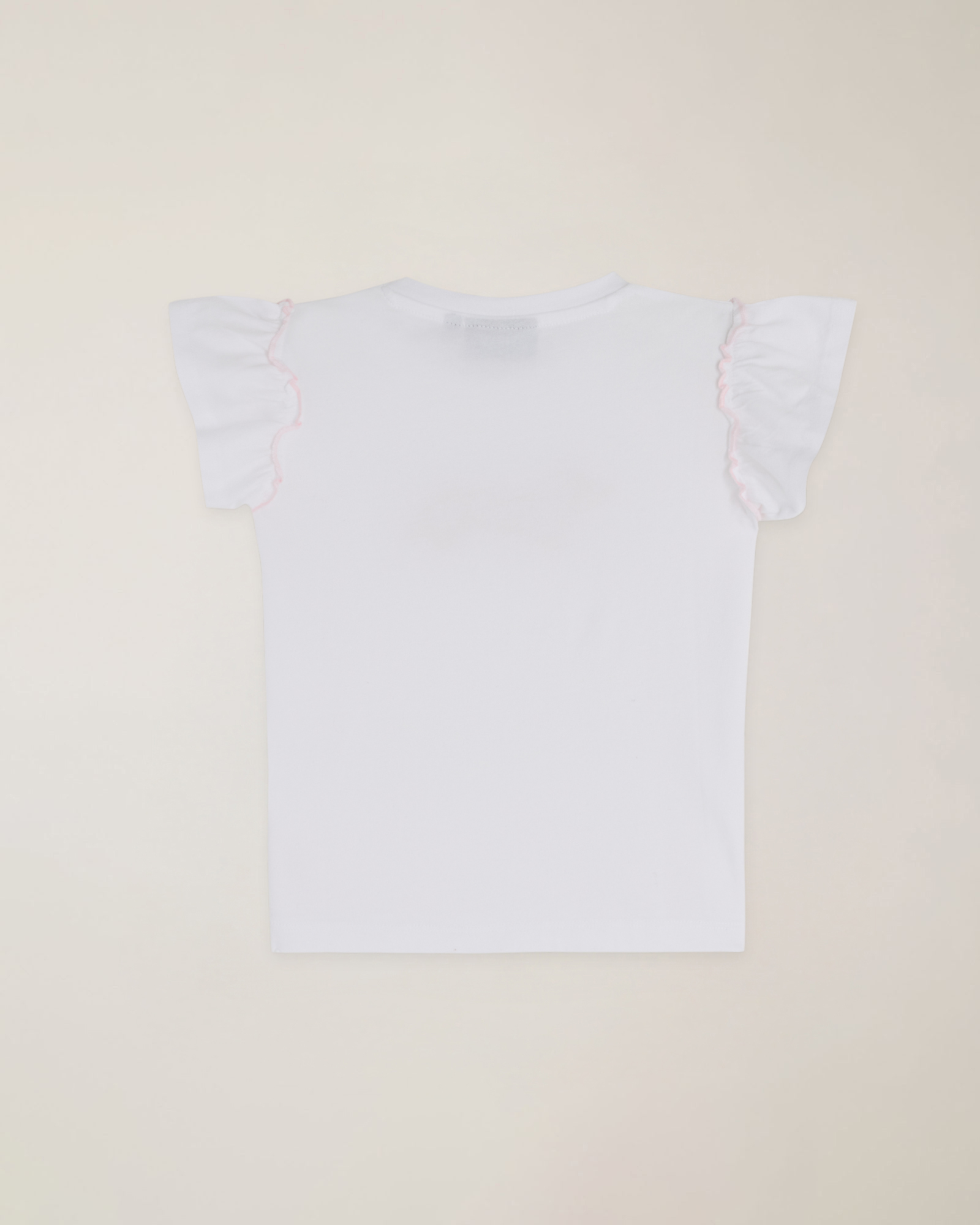 Ruffled‑sleeve T‑shirt with special logo embroidery, White, large