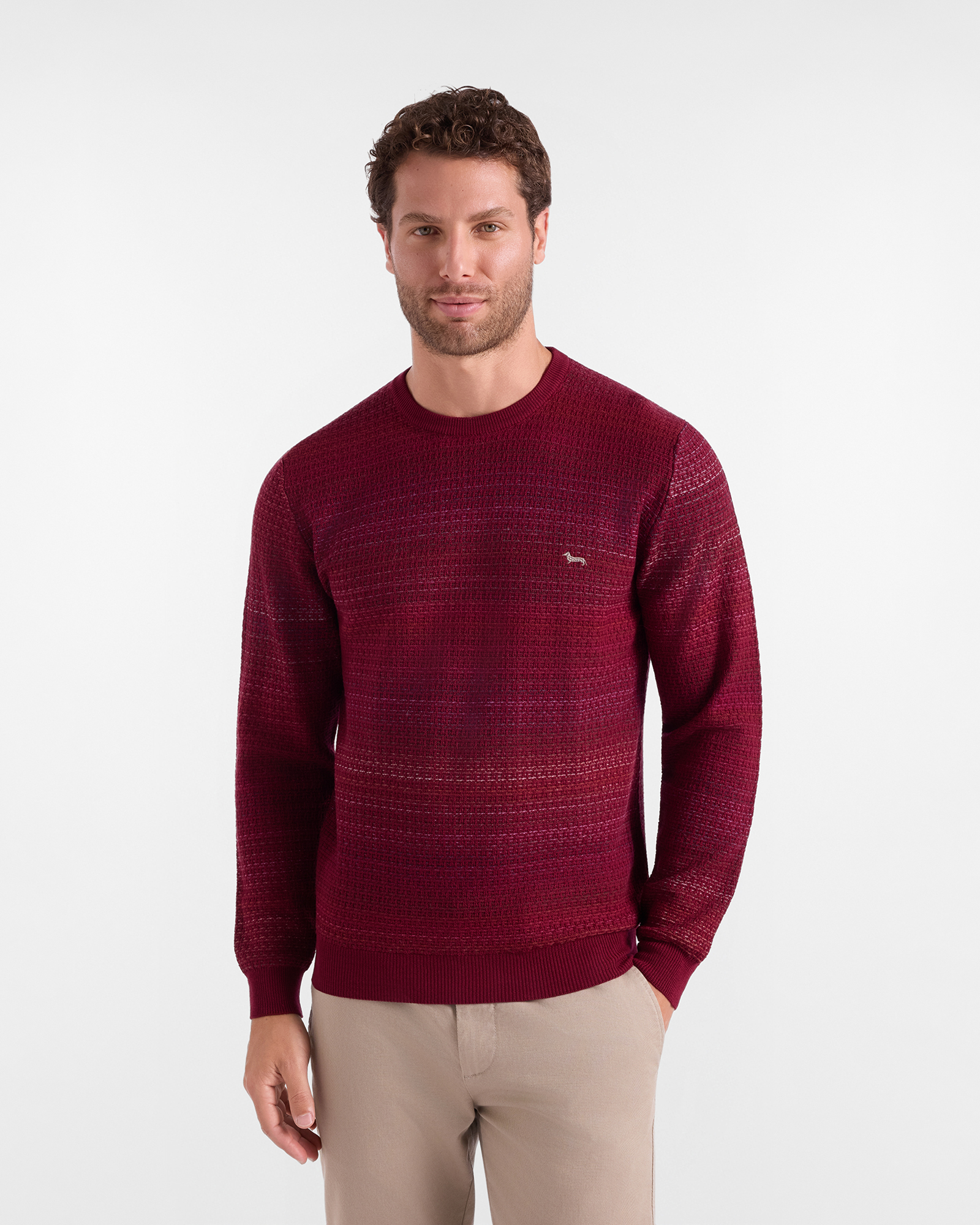 Men's Made in Italy sweater in red 100% pure wool with regular fit