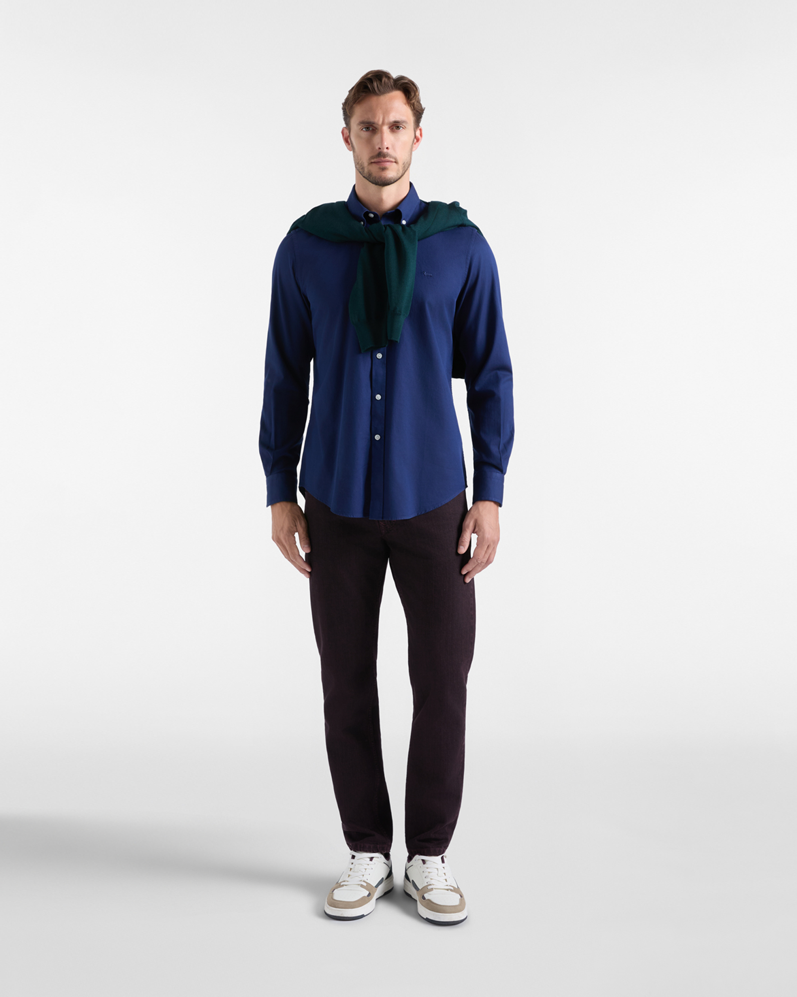 Chemise homme bleu sport en micro-jacquard Regular Fit, BLEU SPORT, large