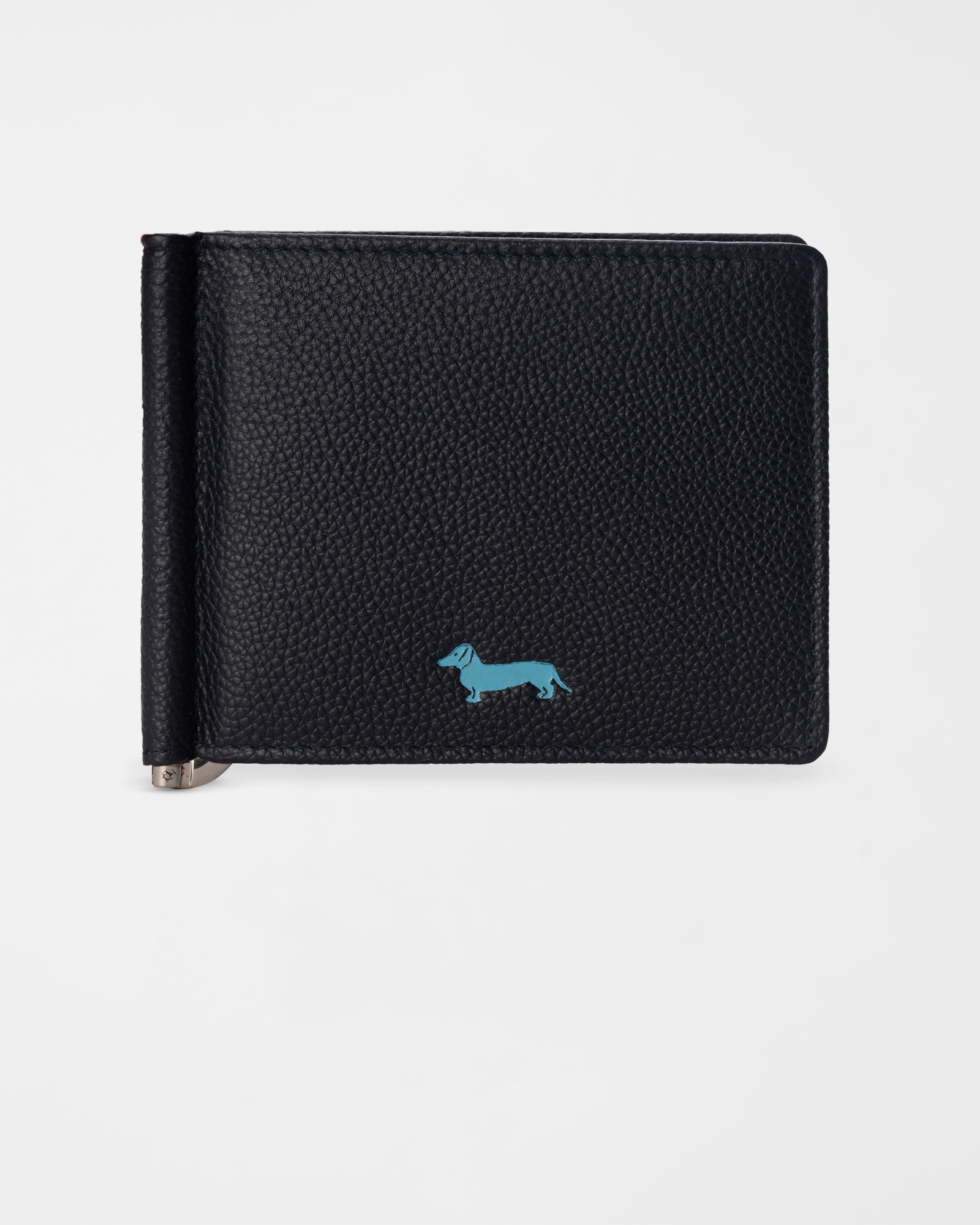 Men&rsquo;s Wallet with Money Clip in Genuine Navy Blue Leather