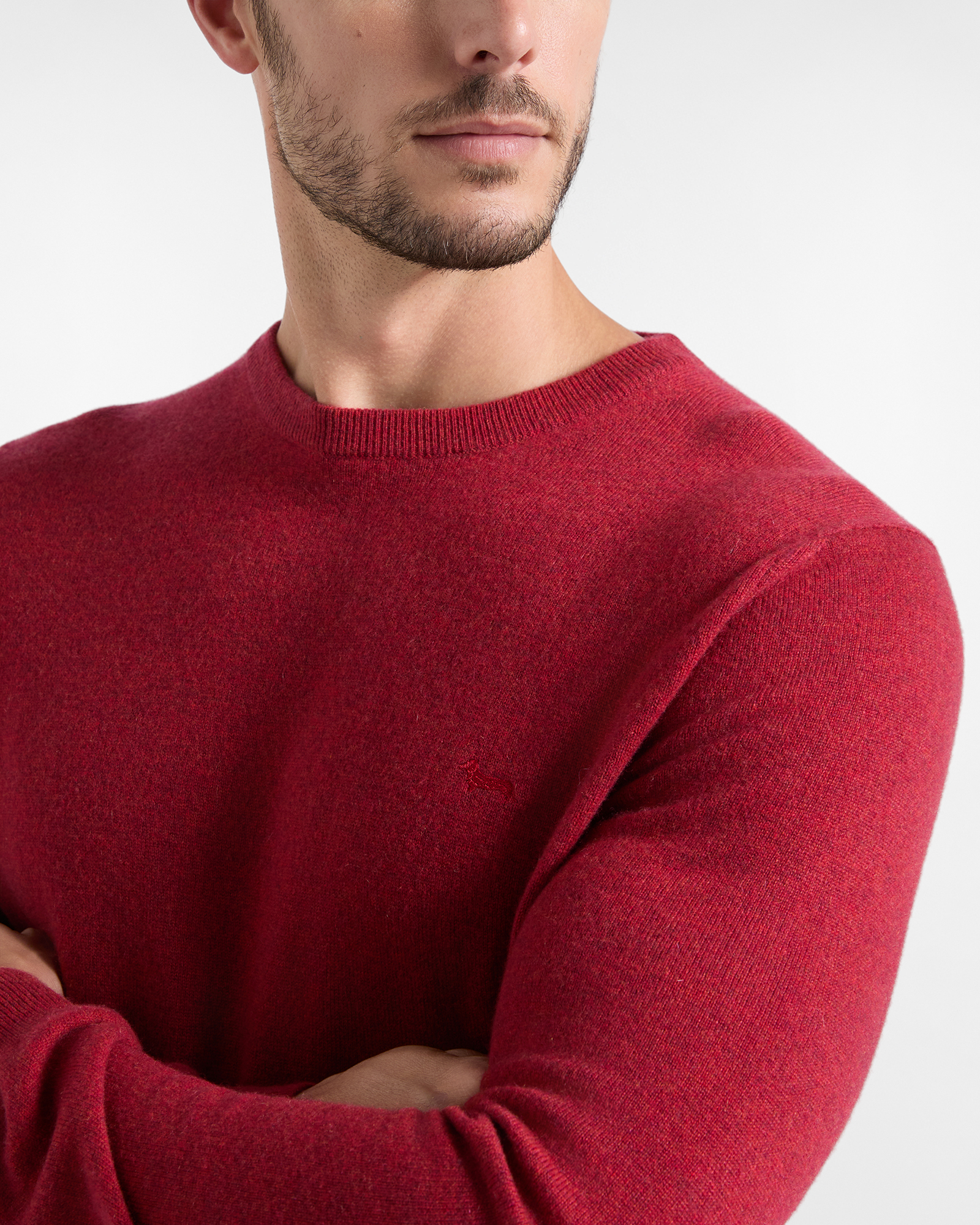 Men's Made in Italy sweater 100% pure cashmere with regular fit, BRICK RED, large