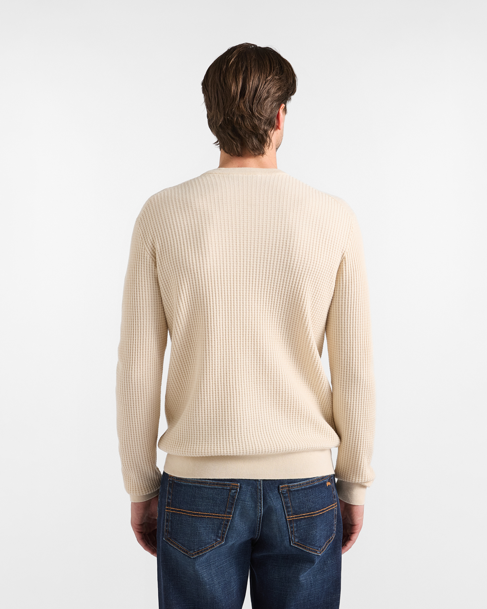 Men's Made in Italy regular fit sweater in wool and cotton blend, TAUPE, large