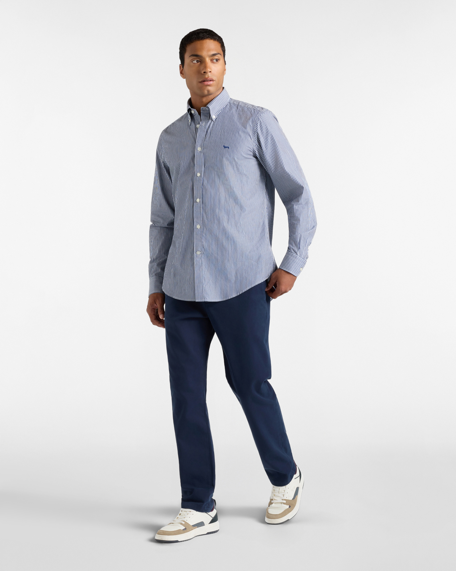 Men's stretch cotton jogger trousers, NAVY BLUE, large