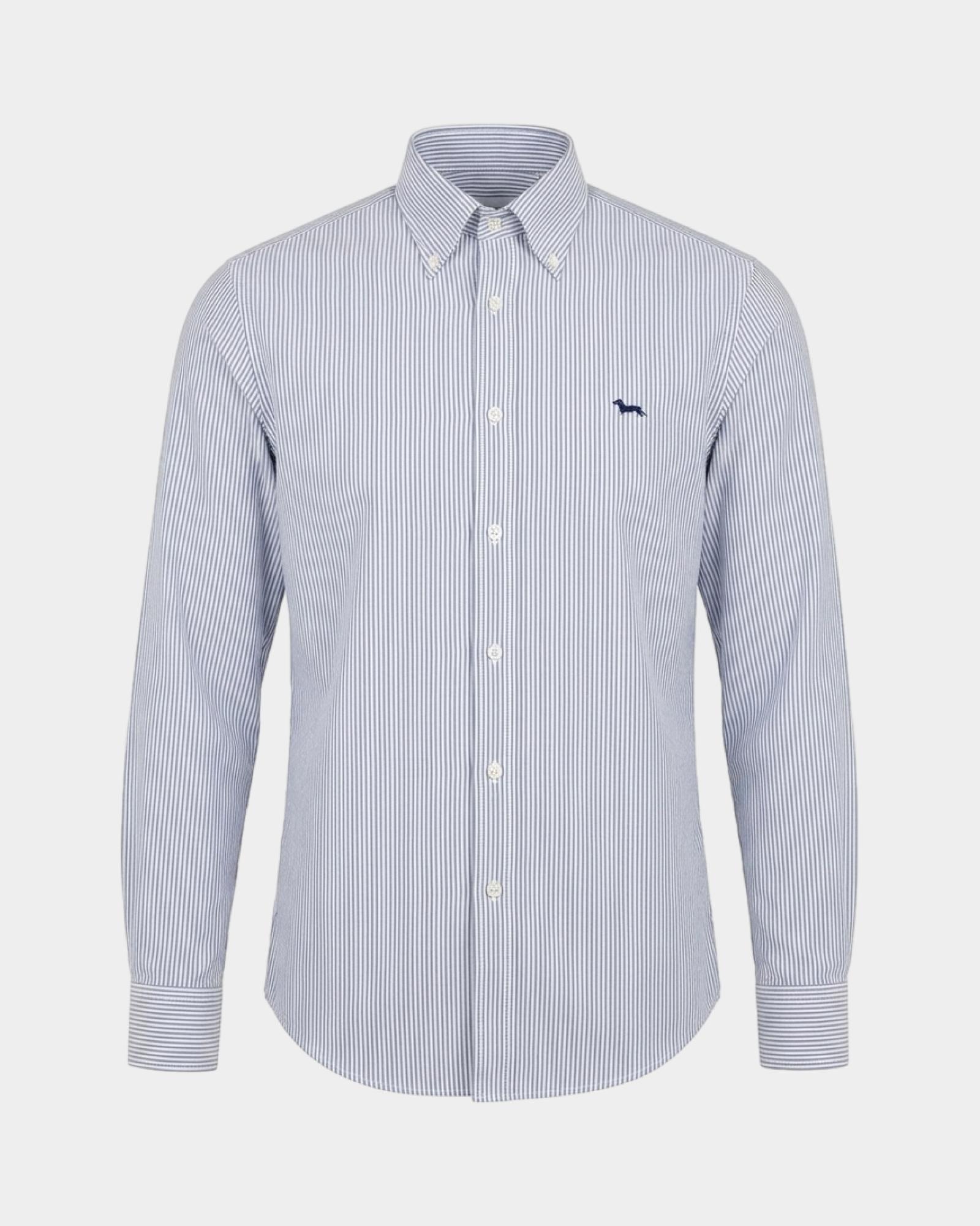 Camicia Uomo riga oxford tinto filo Regular Fit, BLU NAVY, large