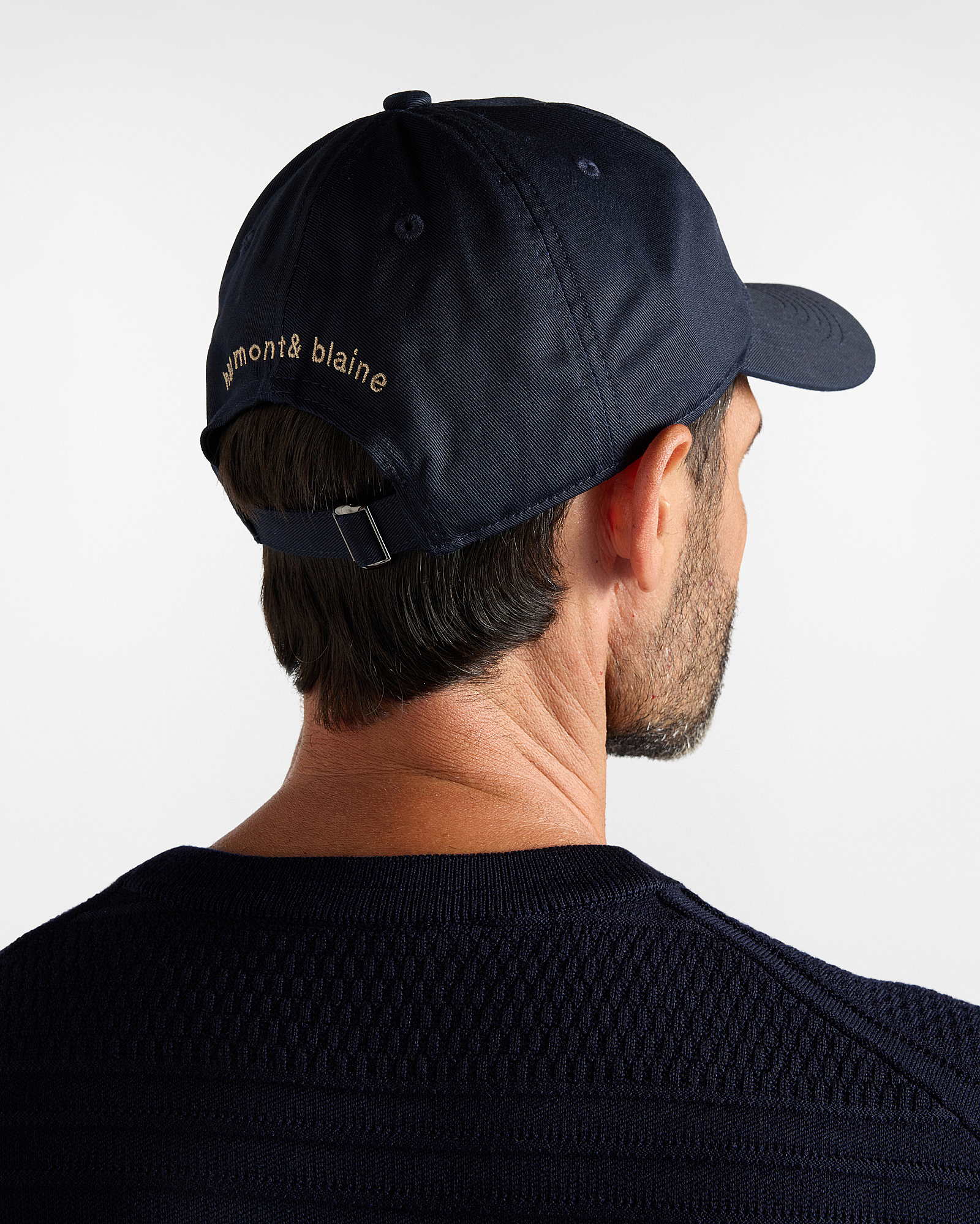 Baseball Cap Uomo in Twill di Cotone Blu Navy con Bassotto Ricamato