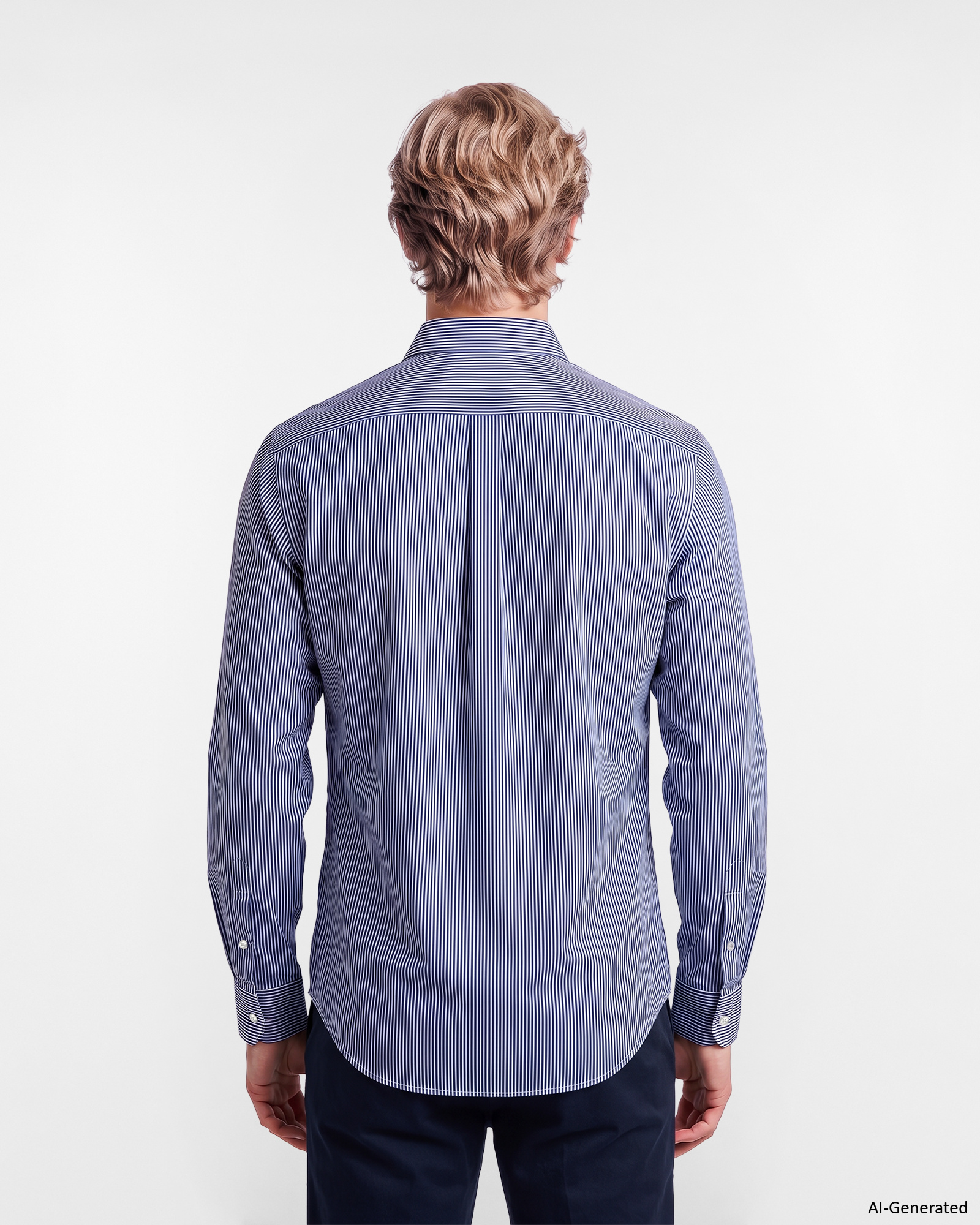 Camicia Uomo a righe in twill tinto filo Regular Fit, BLU NAVY, large
