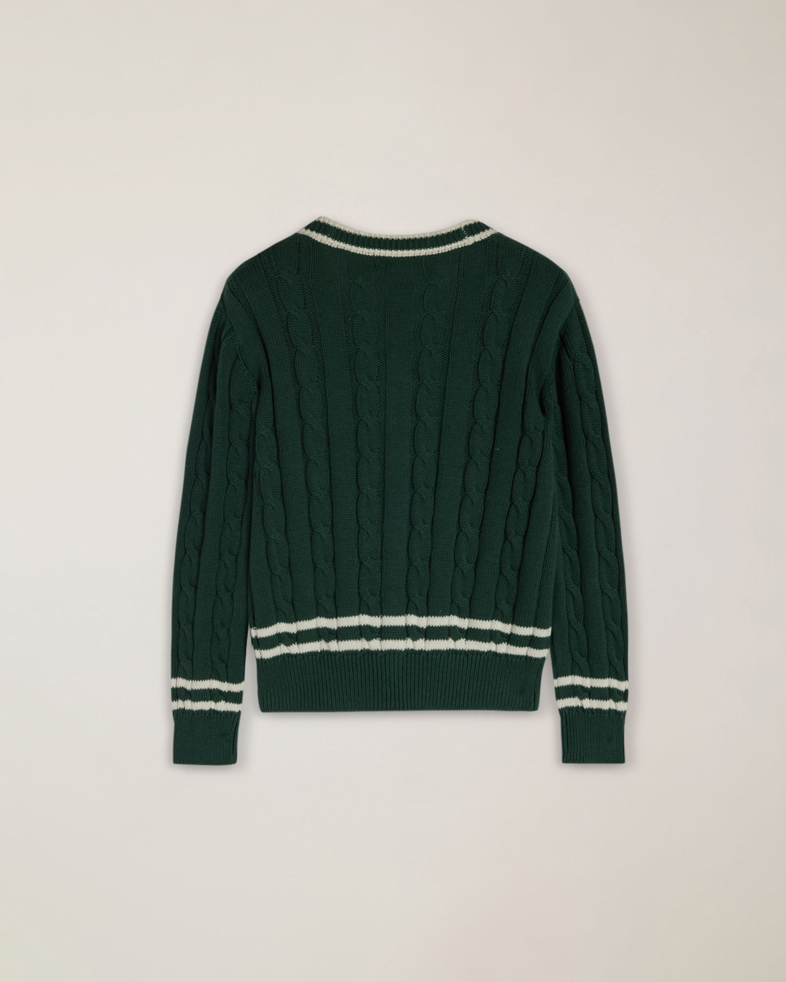 Cardigan con trecce e ricamo logo, Verde, large
