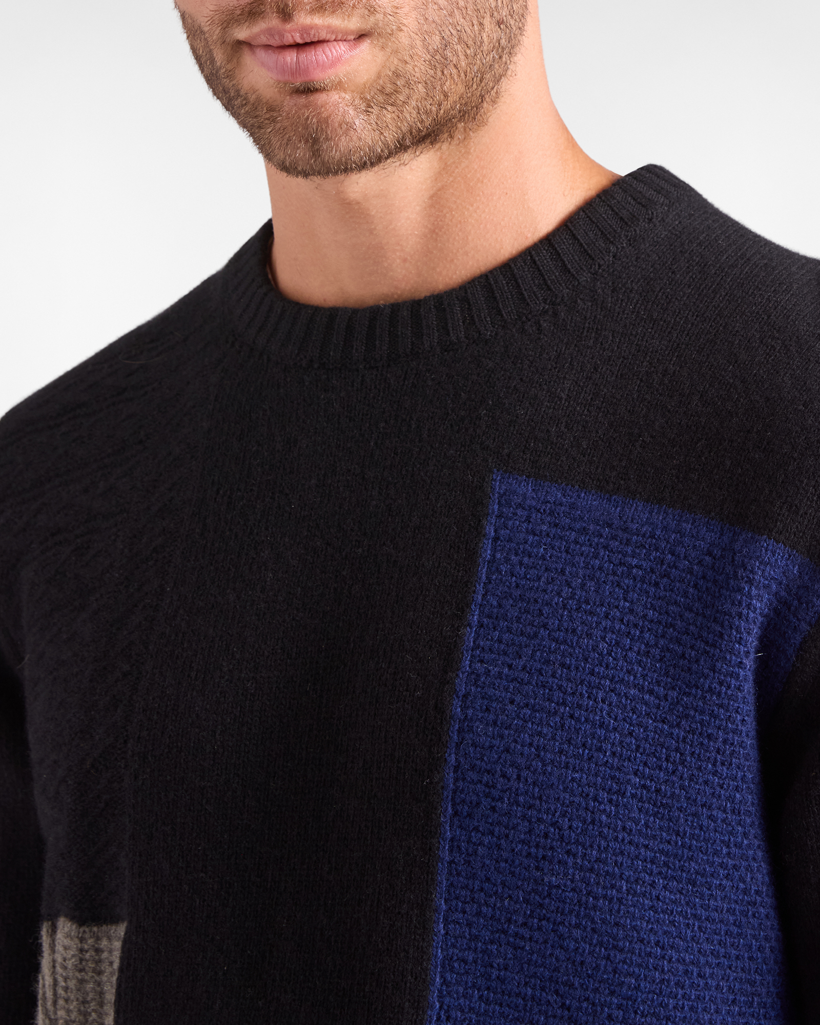 Men's Made in Italy sweater 100% pure wool with regular fit, BLACK, large