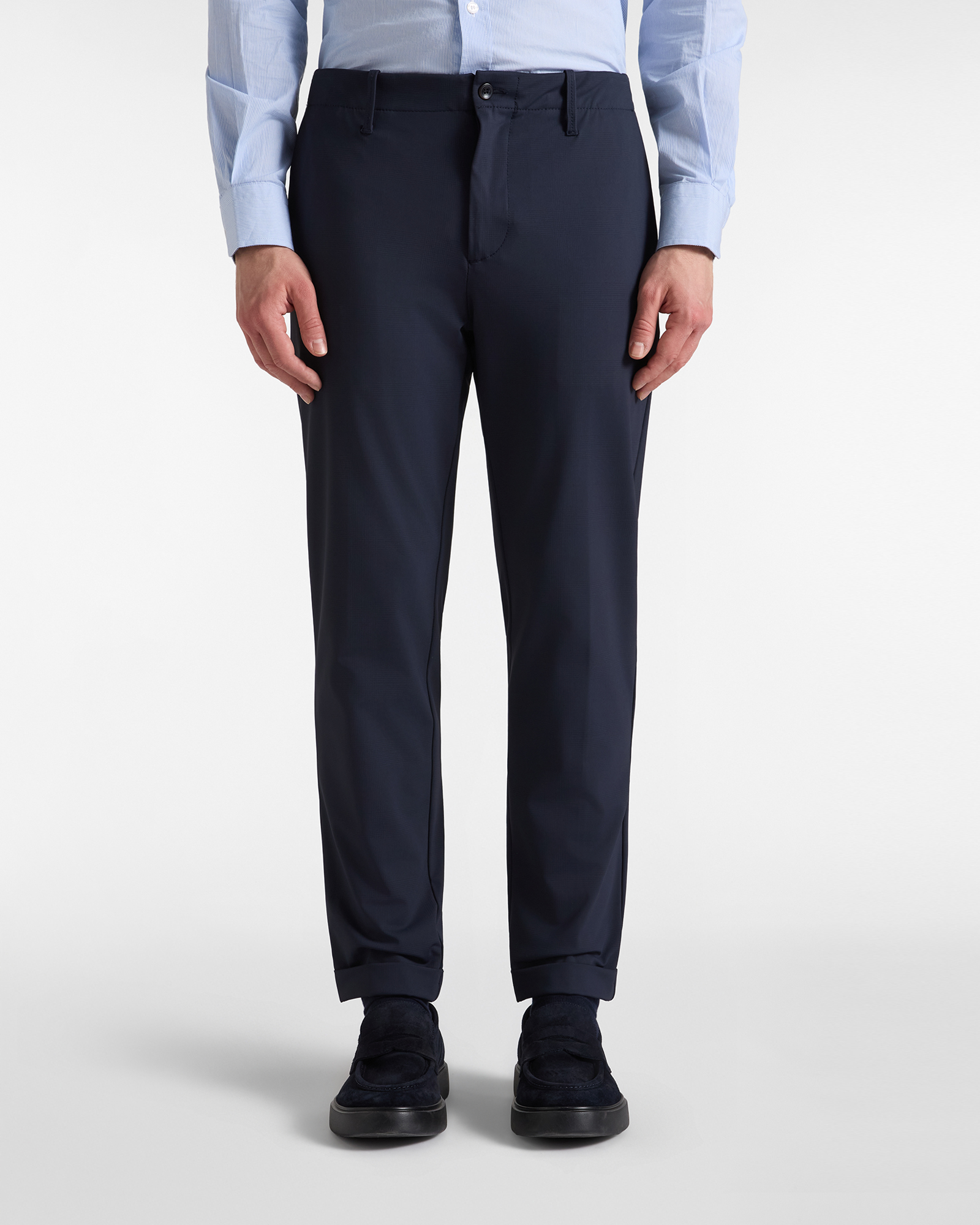 Herren-Chinohose mit D-Passform aus Stretch-Nylon in Blau