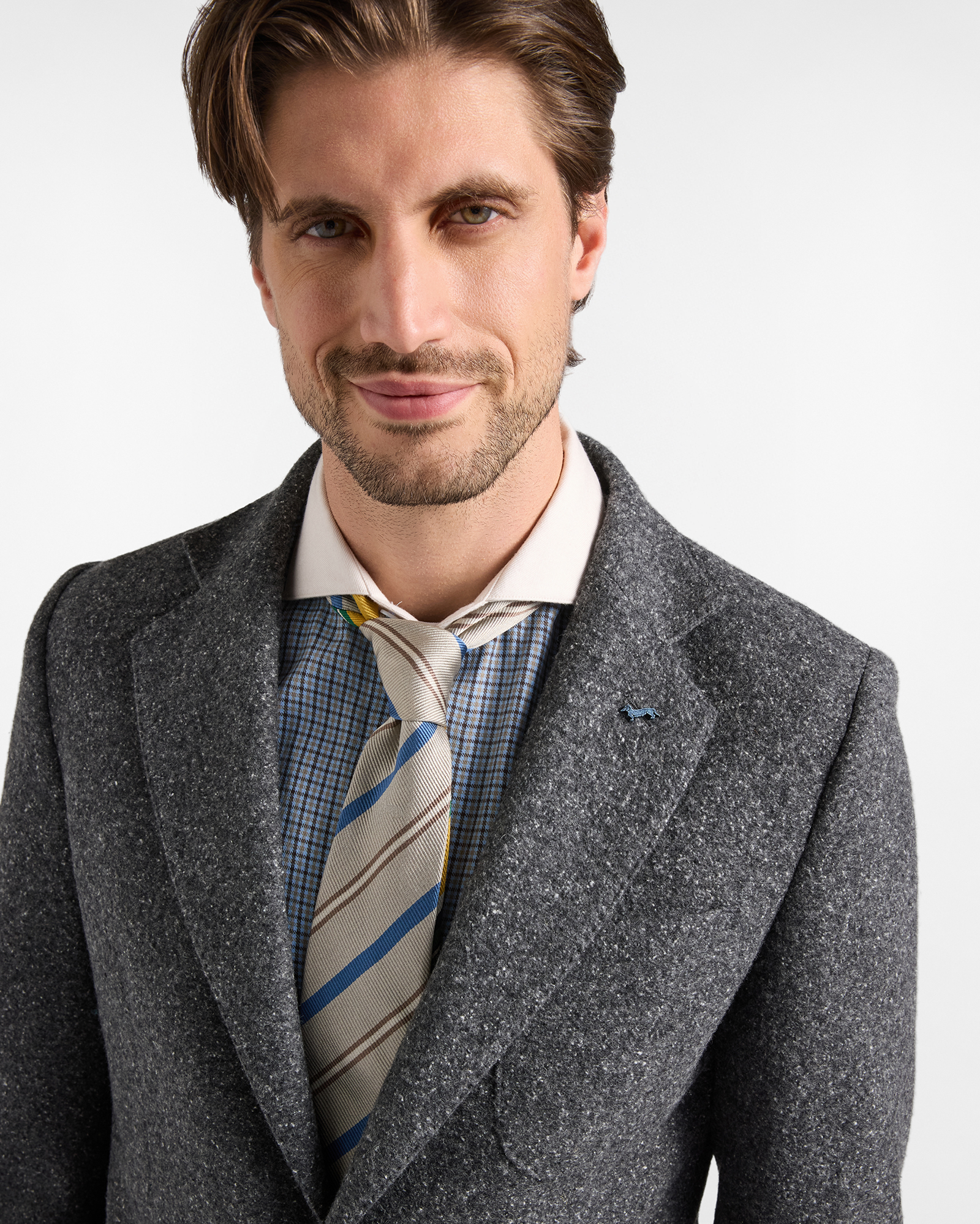 Men's Made-in-Italy Donegal wool-silk Men&rsquo;s cardigan jacket, ANTHRACITE, large