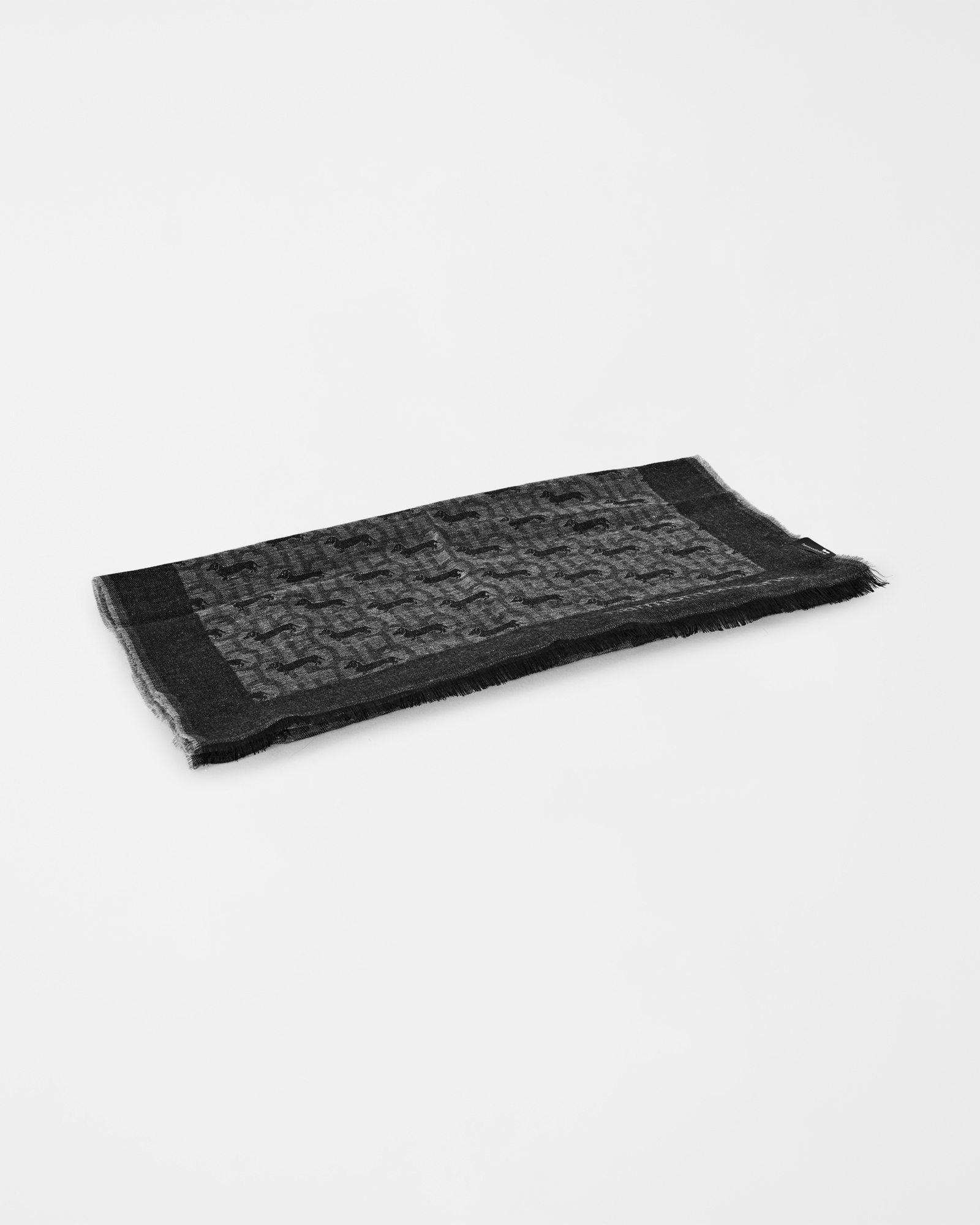 Sciarpa Uomo Monogram in Viscosa con Jacquard Bassotto All-Over, GRIGIO, large