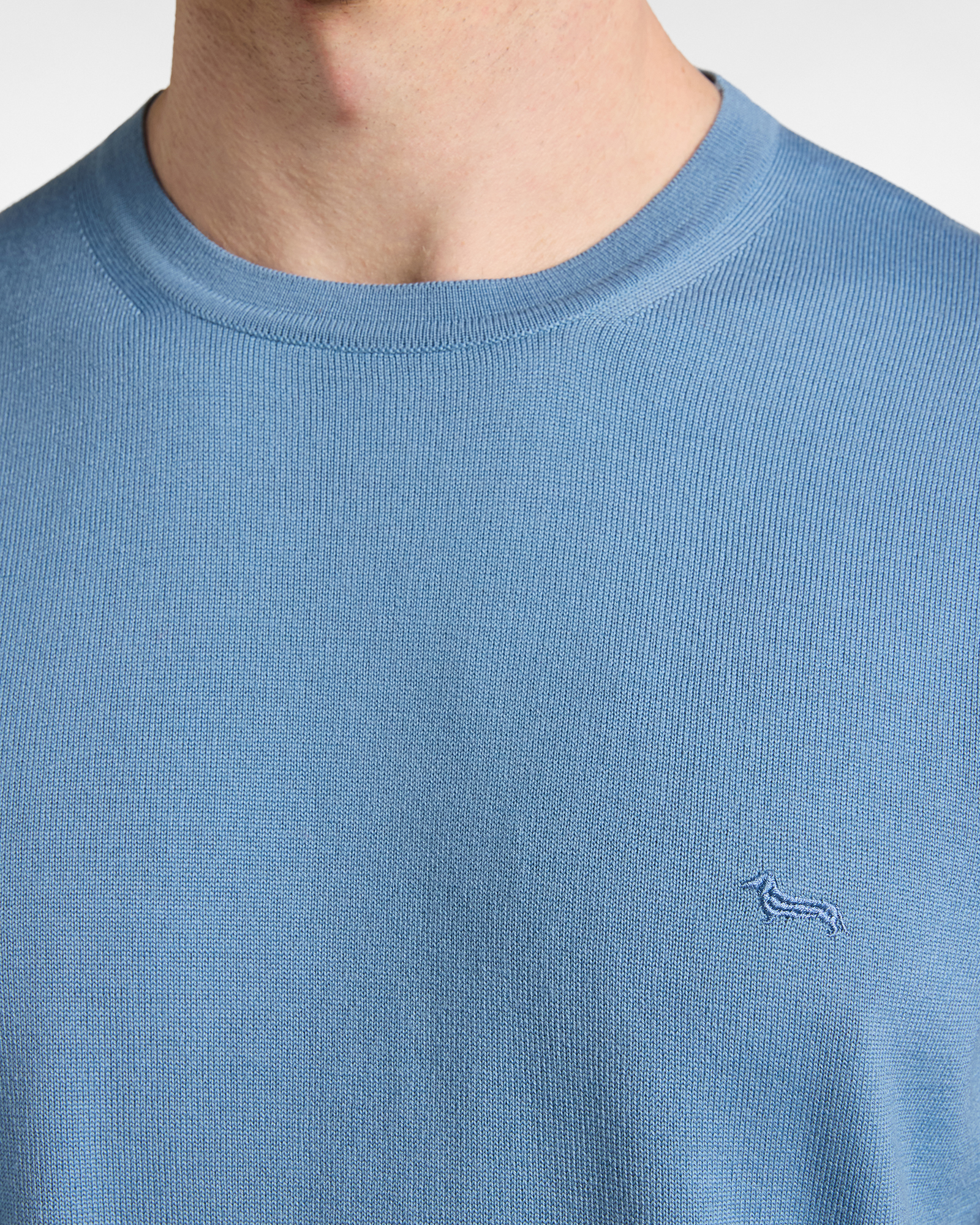 Men's Made in Italy sweater in  100% pure wool with regular fit, LIGHT BLUE, large