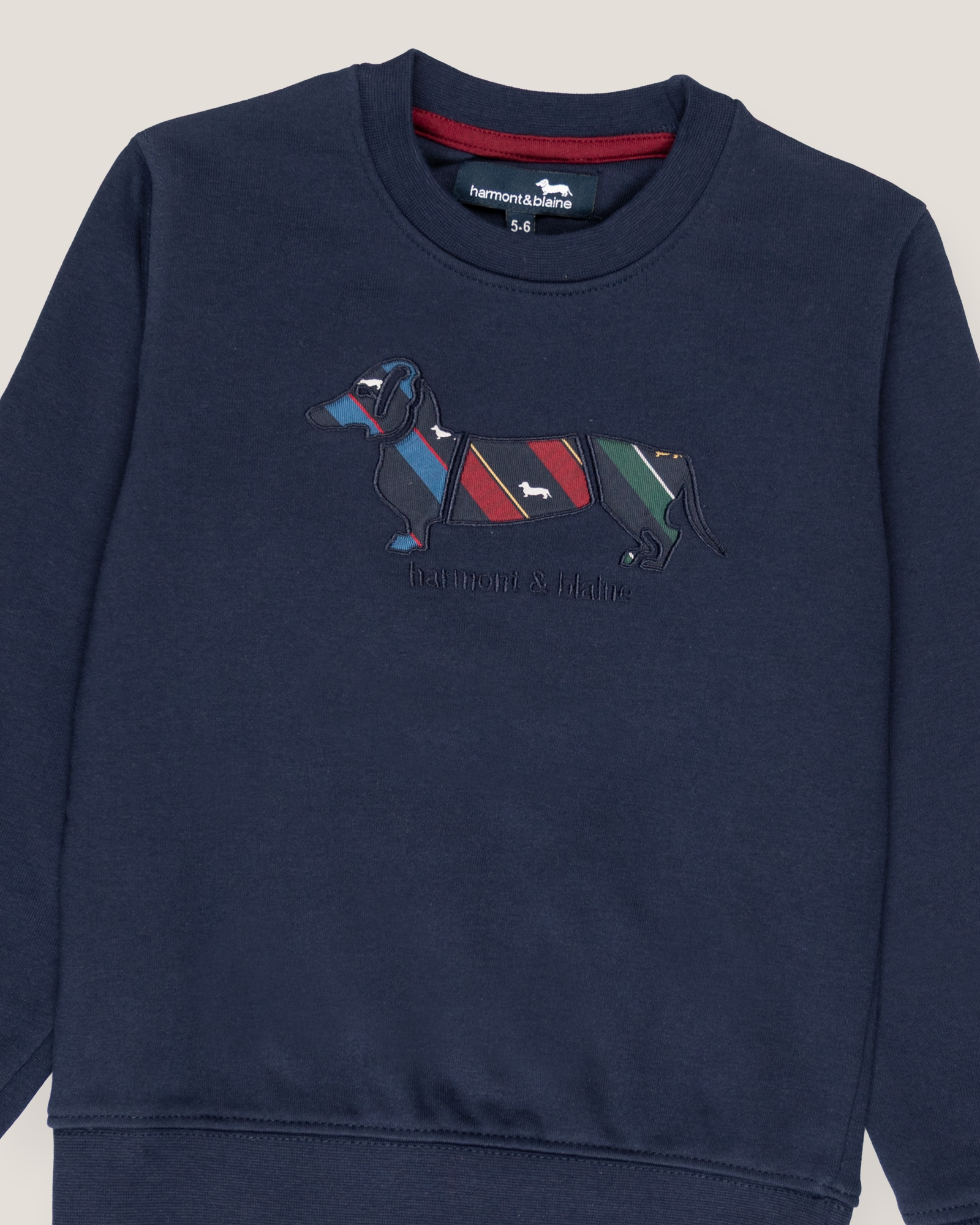 Sudadera de cuello redondo con bordado, Azul Oscuro, large