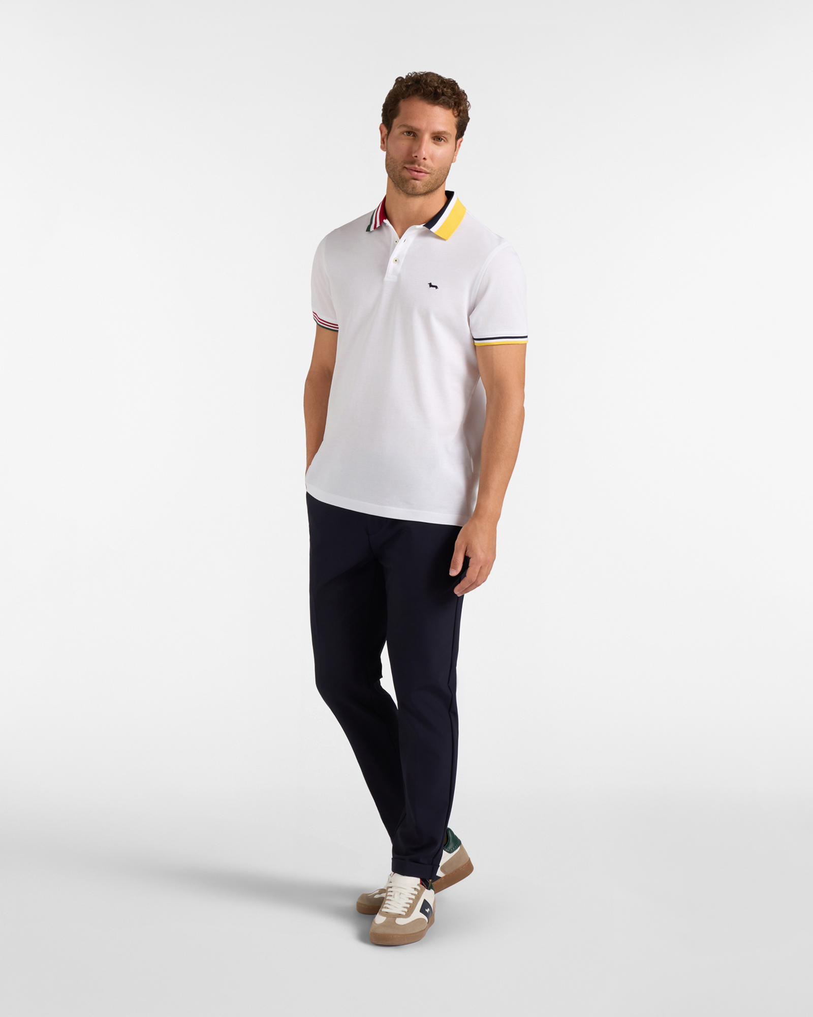 Men's short-sleeve mercerized 100% pure cotton piqu&eacute; polo shirt, WHITE, large