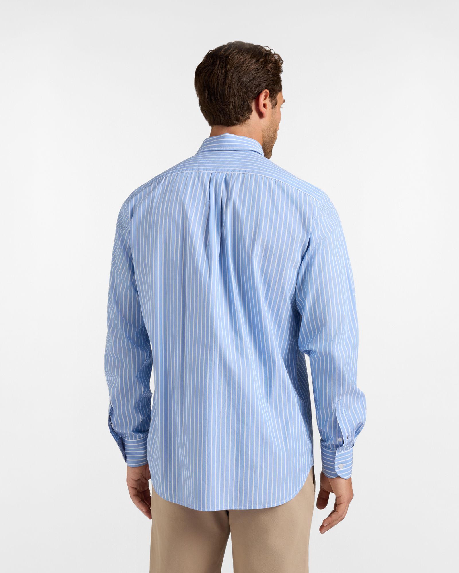 Men's regular-fit red yarn-dyed shirt with wide stripe, SKY, large