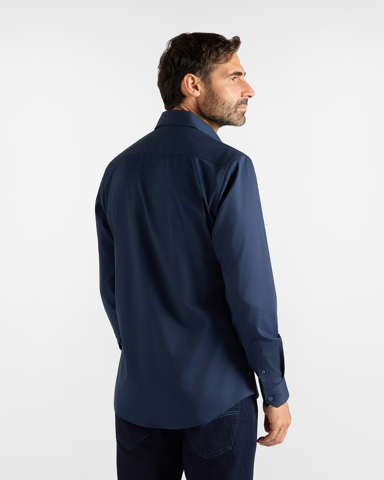 Men's narrow-fit shirt in technical twill, OCEAN, large