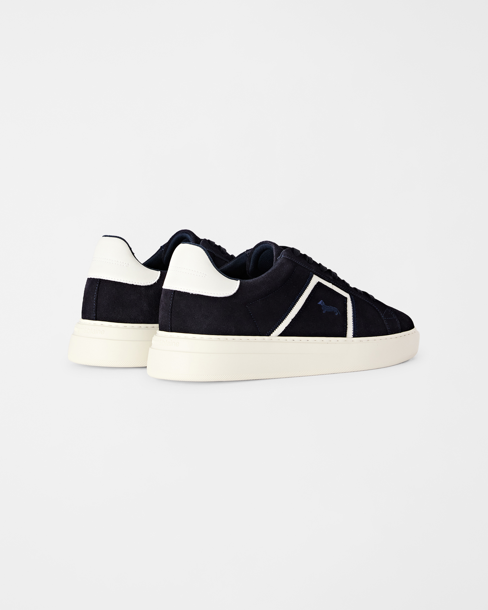 Sneakers homme en daim et nylon avec bande en nubuck, BLEU - BLANC CRI&Eacute;, large