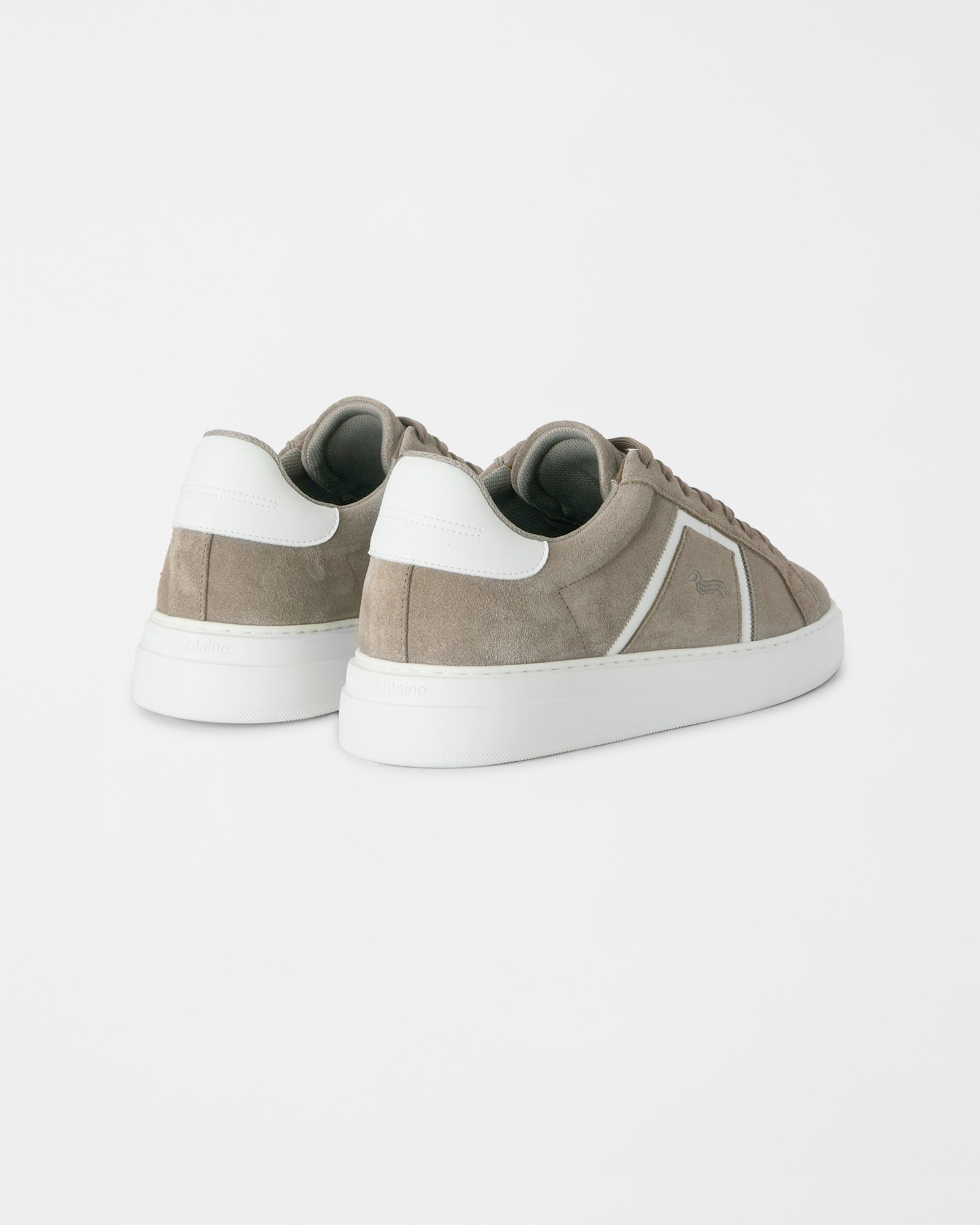 Men's suede sneakers with nylon inserts, TAUPE - OFF-WHITE, large