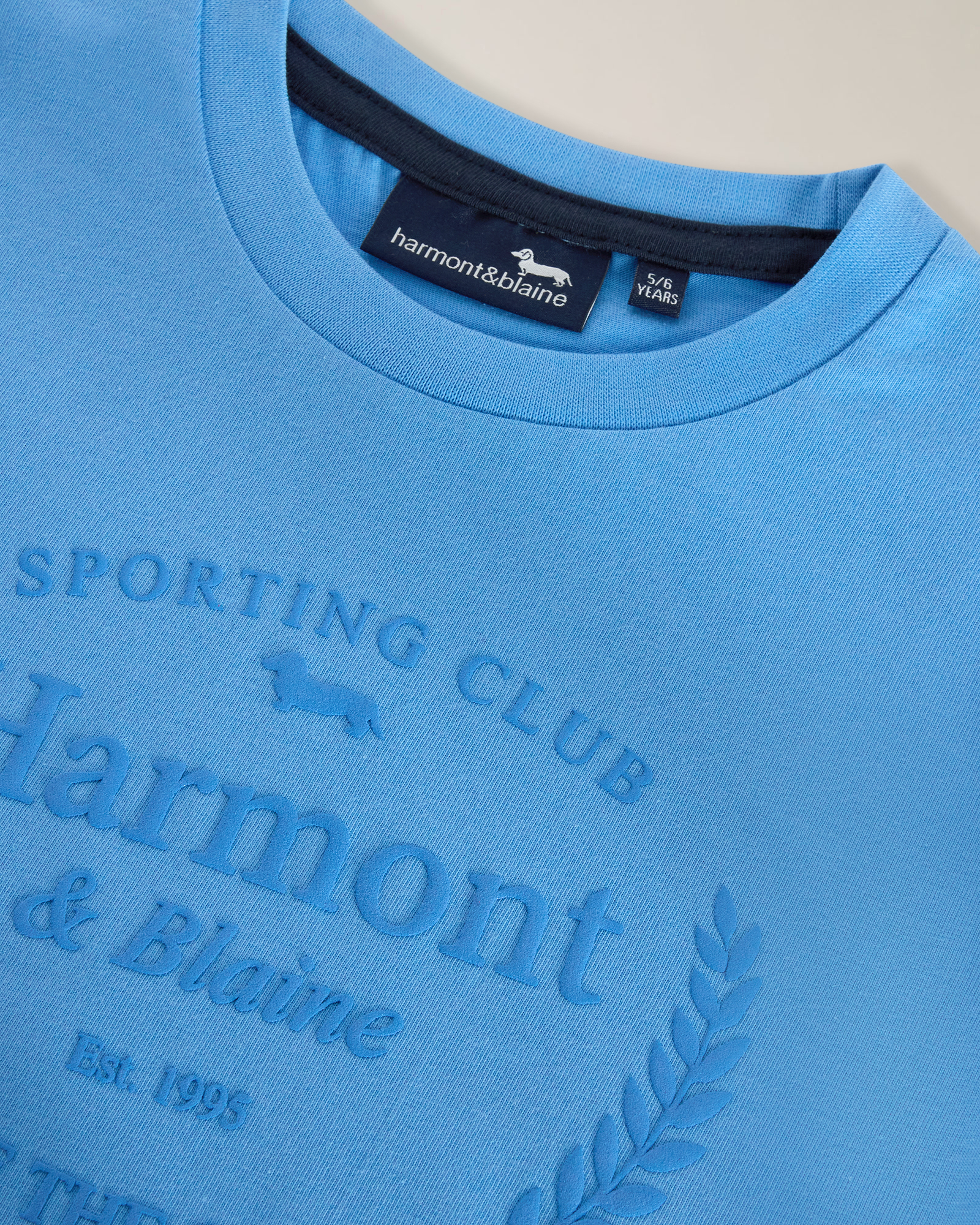 Jersey T‑shirt with tone-on-tone logo print, Light Blue, large