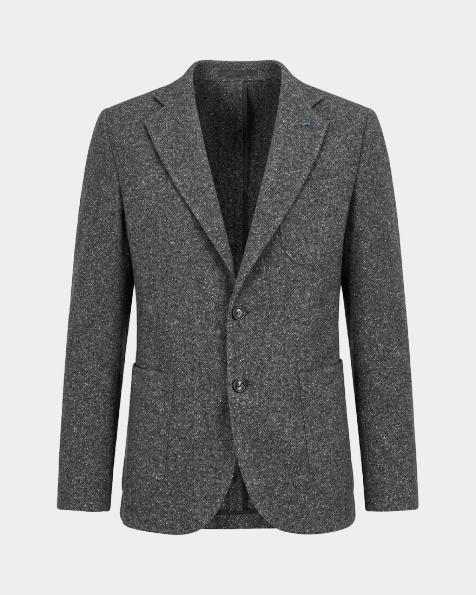 Men's Made-in-Italy Donegal wool-silk Men&rsquo;s cardigan jacket, ANTHRACITE, large