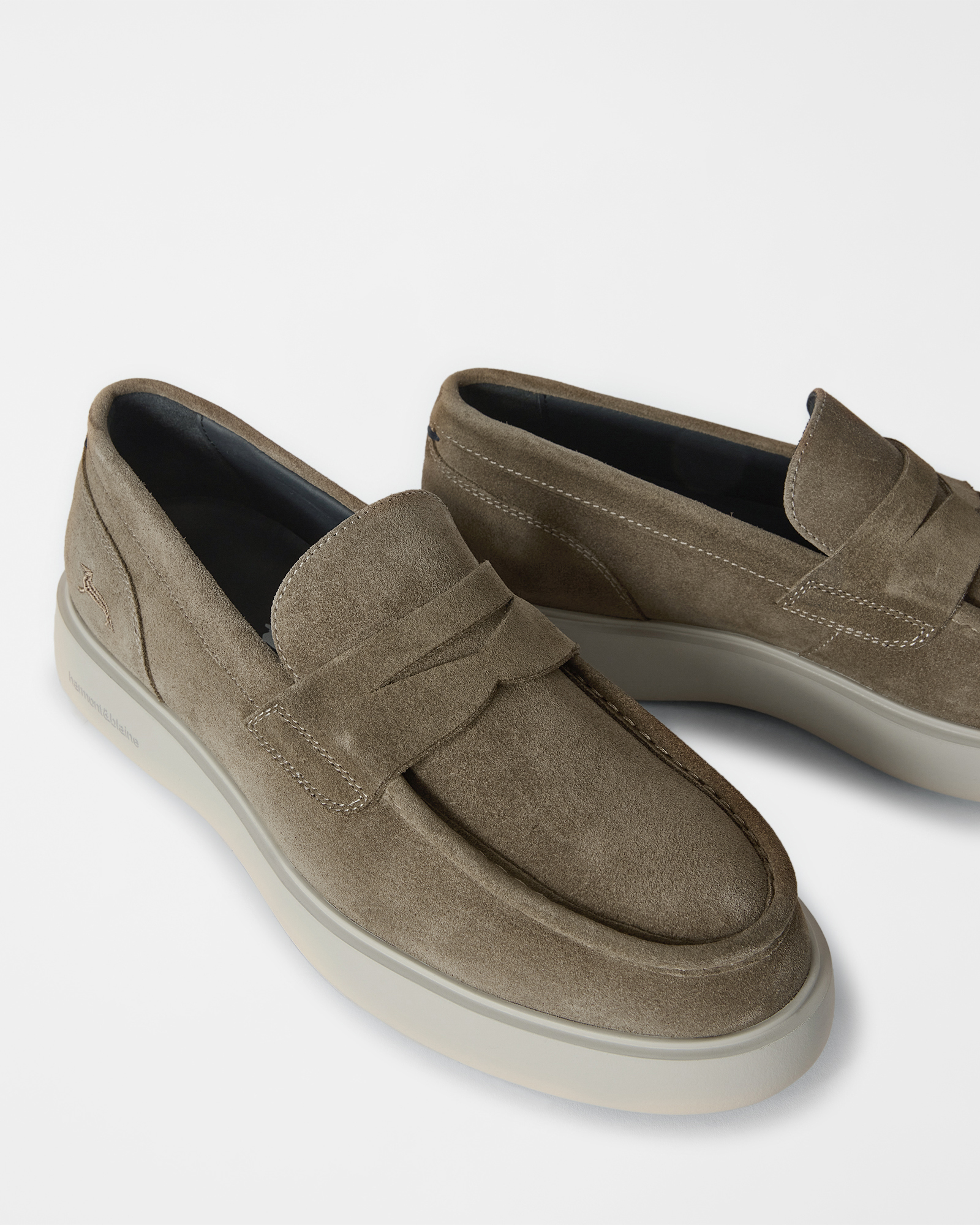 Men's suede slip-on loafers, TAUPE, large