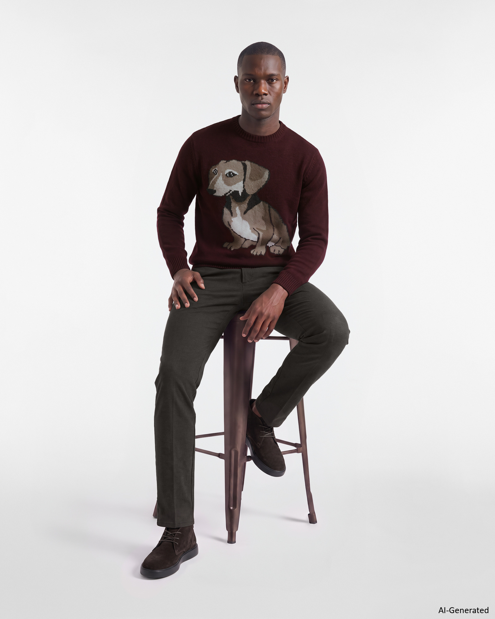 Pul&oacute;ver Hombre en mezcla de lana y cachemir Regular Fit Made in Italy, MORADO OSCURO, large