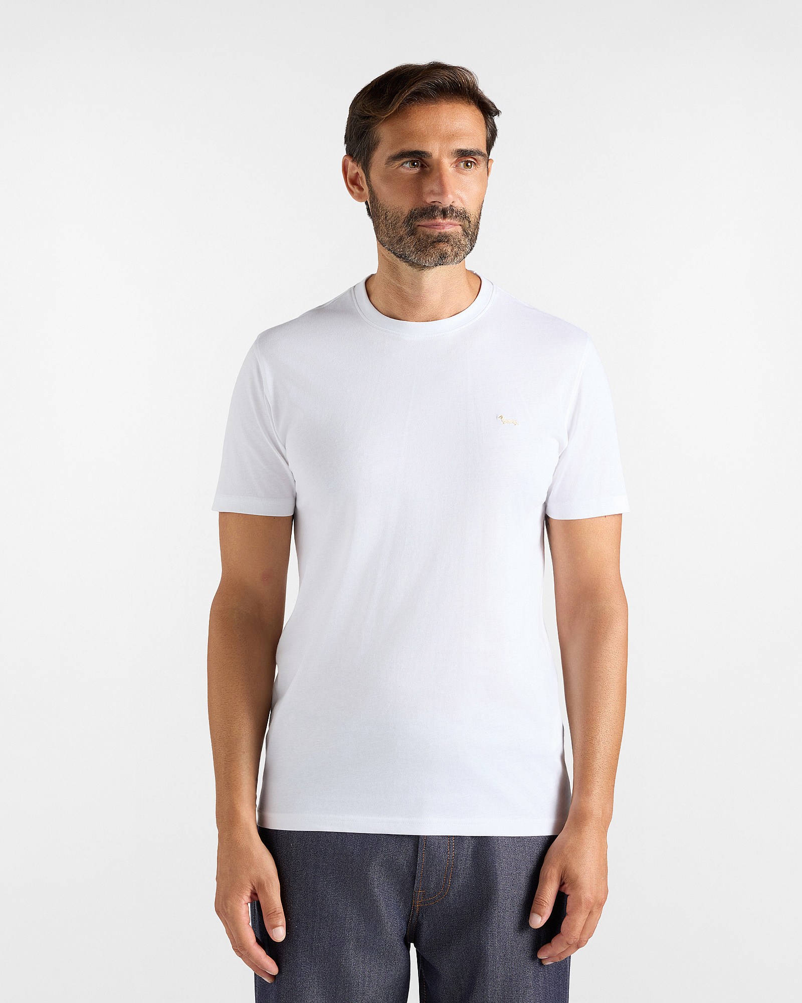 Men's narrow-fit white T-shirt in 100% pure cotton