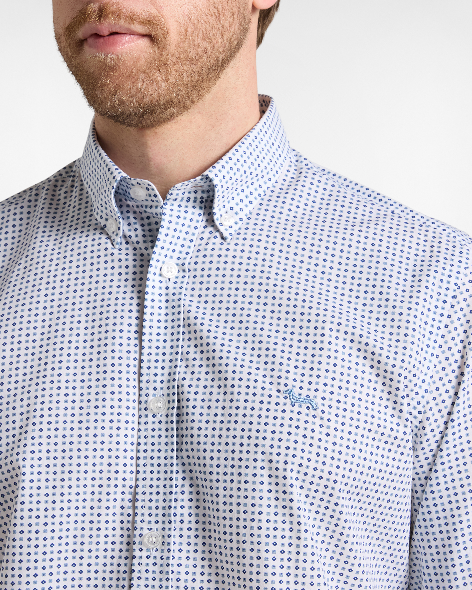 Chemise homme blanche en popeline &agrave; imprim&eacute; Cravatteria Narrow Fit, BLANC, large