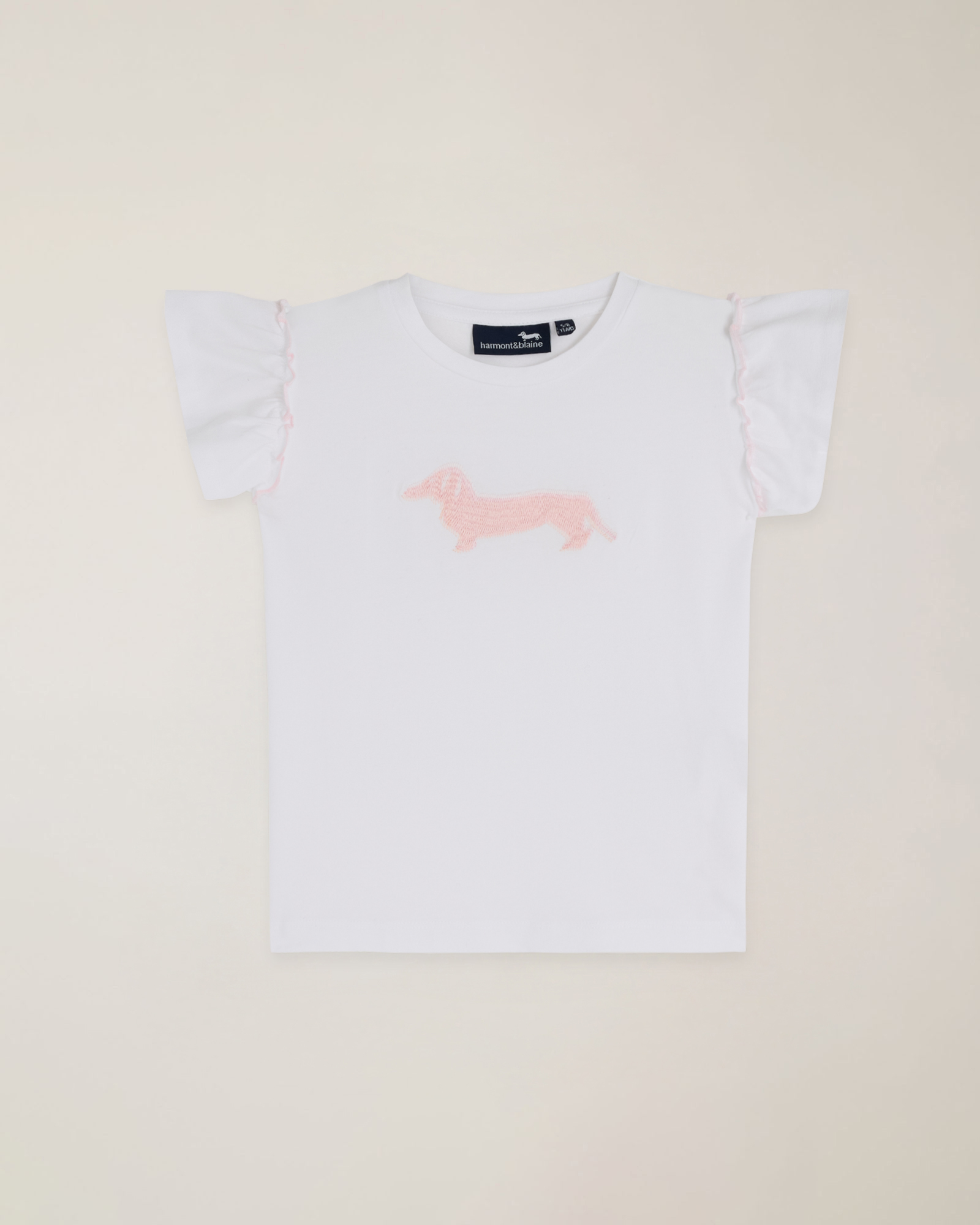 T-shirt con manica rouches e ricamo logo special