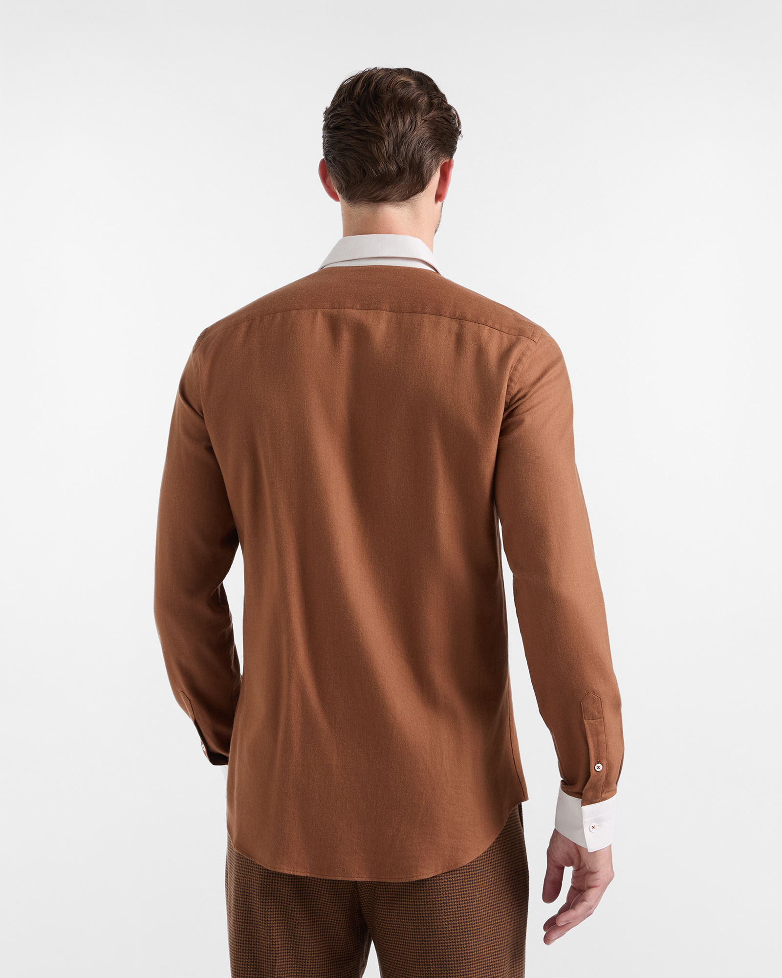 Harmont & Blaine Men&rsquo;s Shirt in cotton and Tencel flannel, BROWN, large