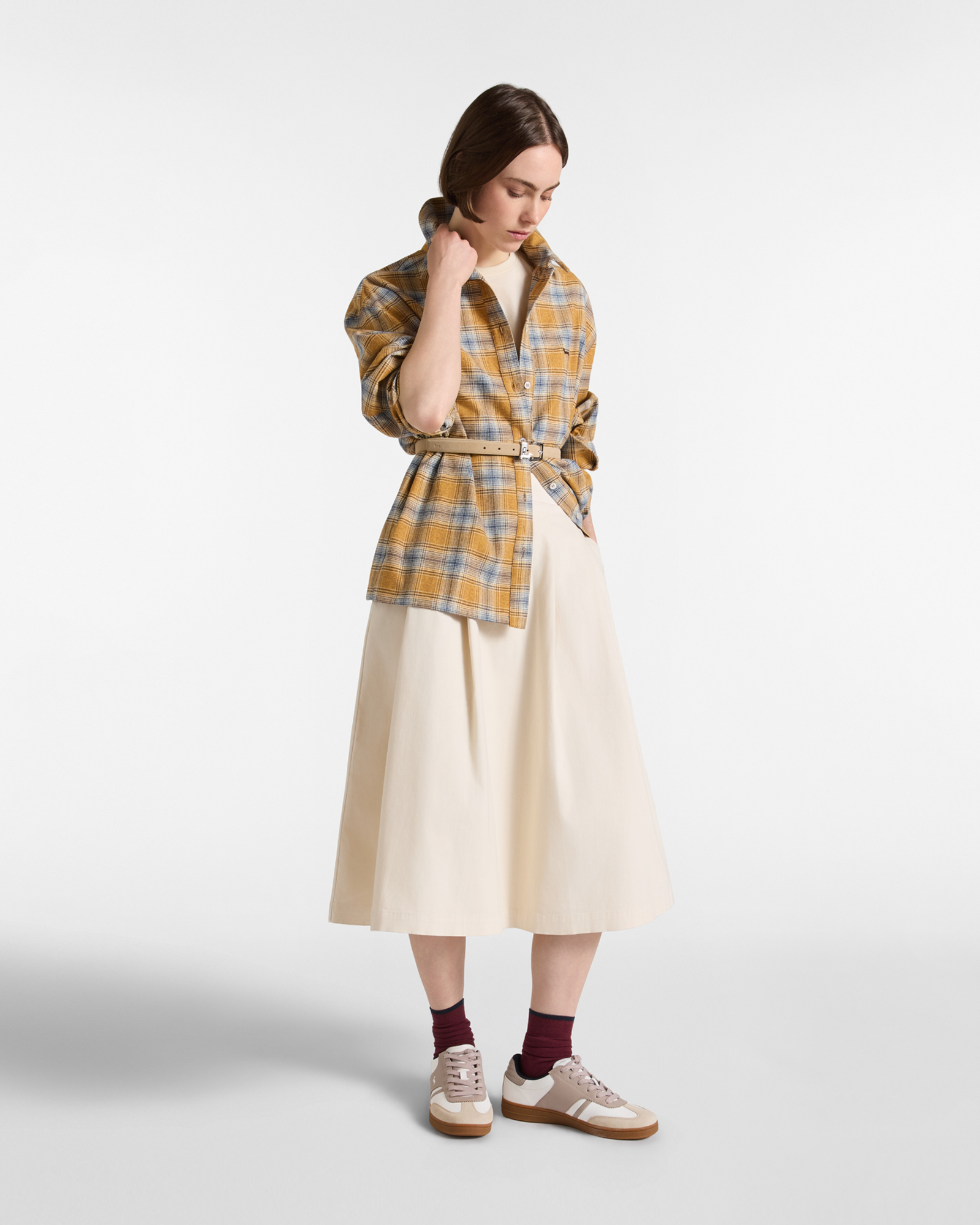 Chemise femme oversize de la collection &laquo; Capsule Qualit&eacute; &agrave; Couleurs &raquo; en coton &agrave; carreaux, JAUNE, large