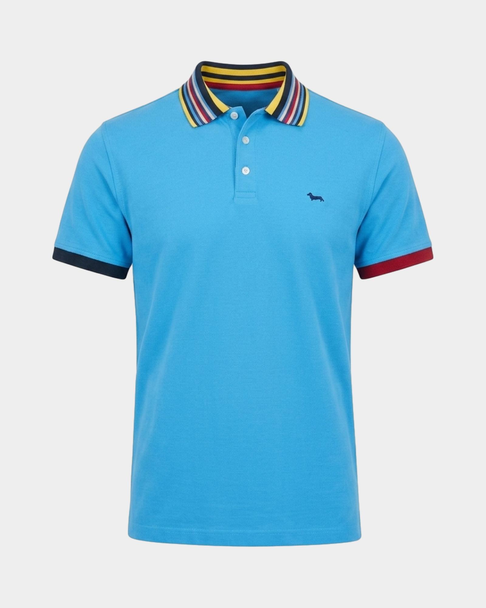 Men's short-sleeve mercerized 100% pure cotton piqu&eacute; polo shirt, LIGHT BLUE, large