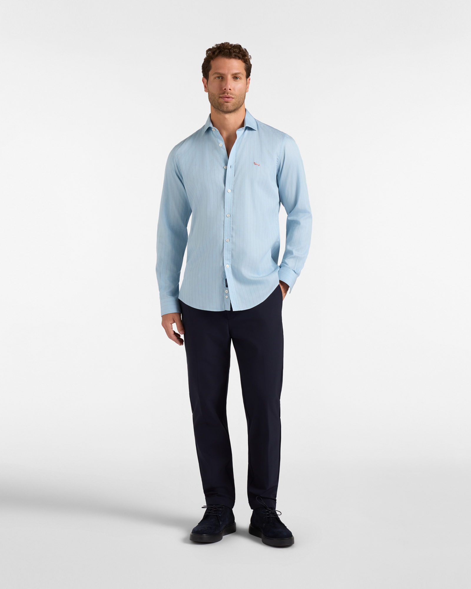 Chemise homme &agrave; rayures en twill Tencel&reg; Narrow Fit, SKY, large