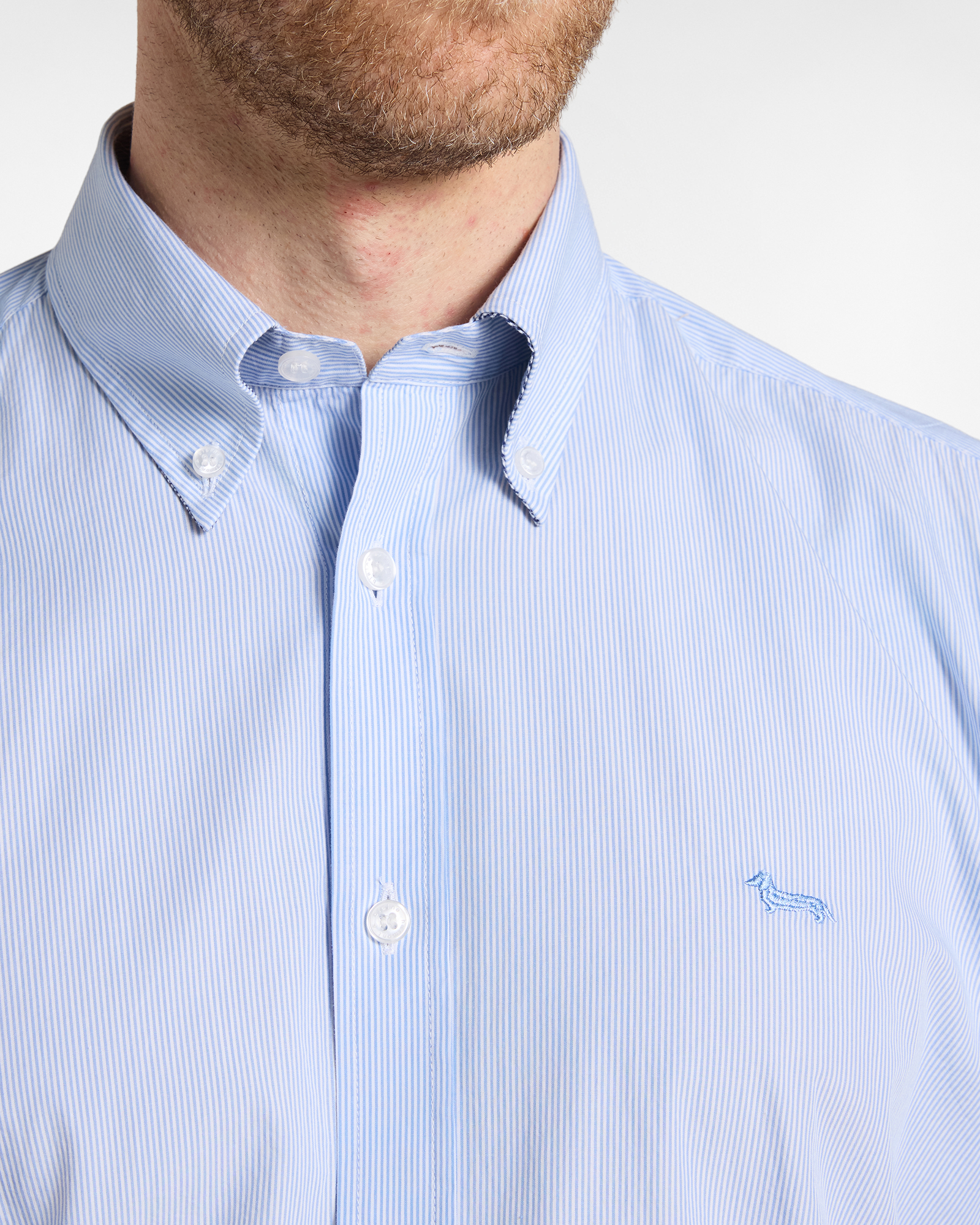 Men's regular-fit yarn-dyed shirt with micro-stripe, SKY, large