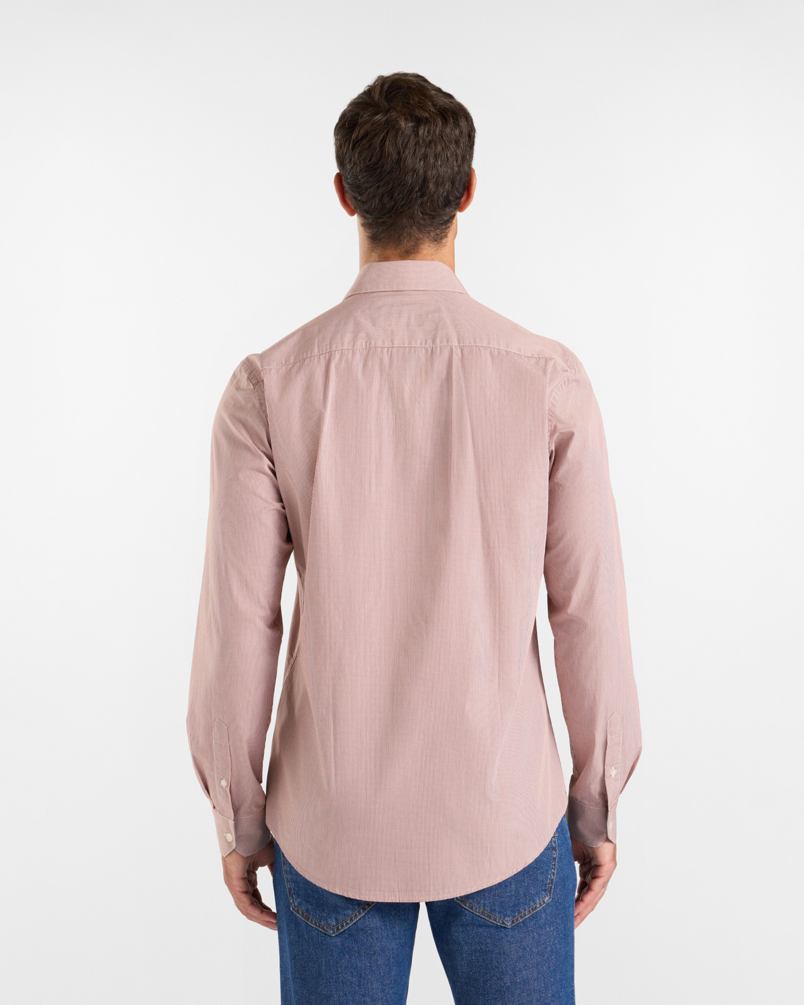 Camicia Uomo Micro Vichy tinto filo Narrow Fit, ROSSO MATTONE, large