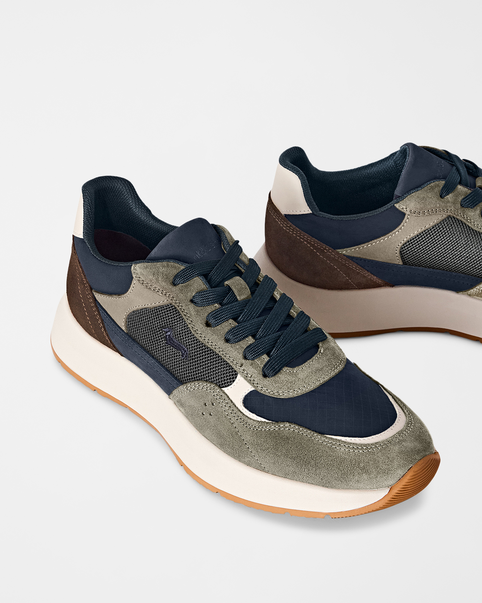 Sneakers homme Urban Comfort en daim et mesh, BEIGE - BLEU, large