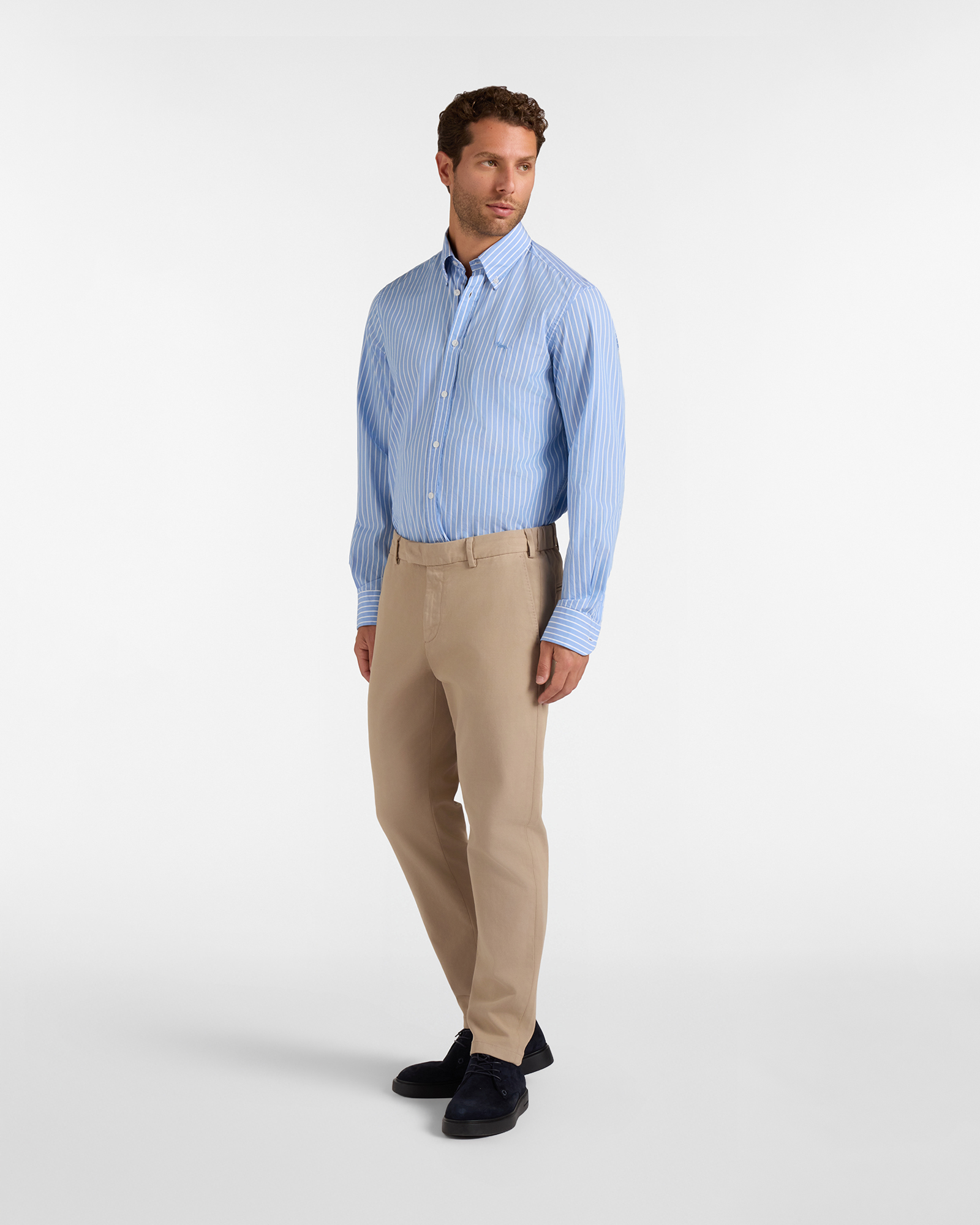 Pantalone Jogger Uomo in cotone stretch, BEIGE, large