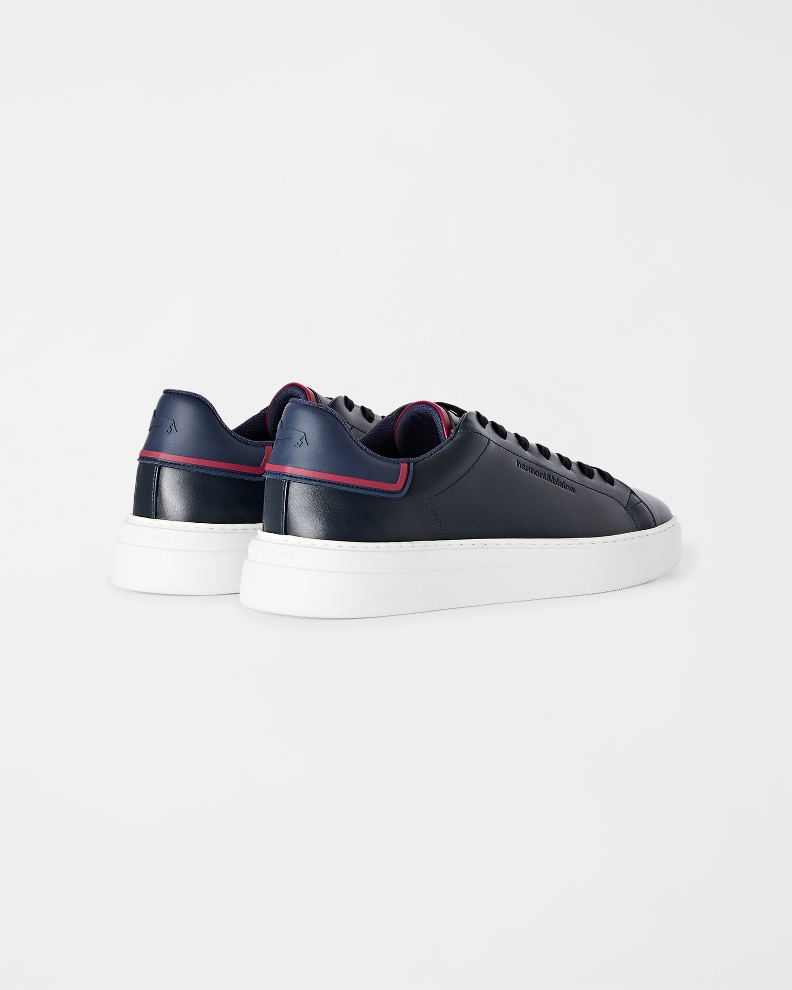 Men's smooth genuine leather sneakers, BLUE - BLUE, large