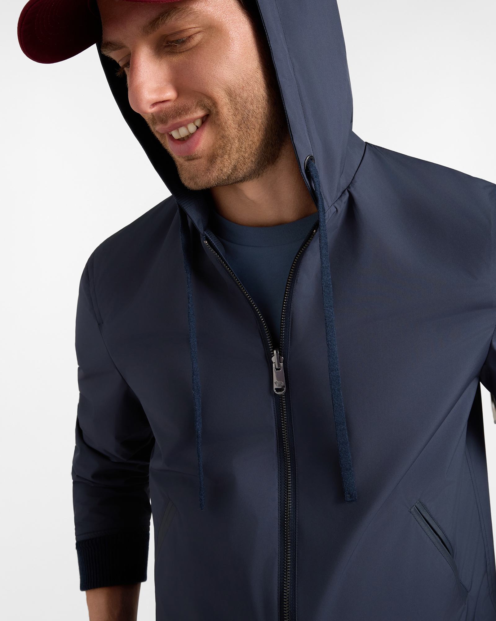 Men's blue Prince of Wales wool blend reversible jacket, NAVY BLUE, large