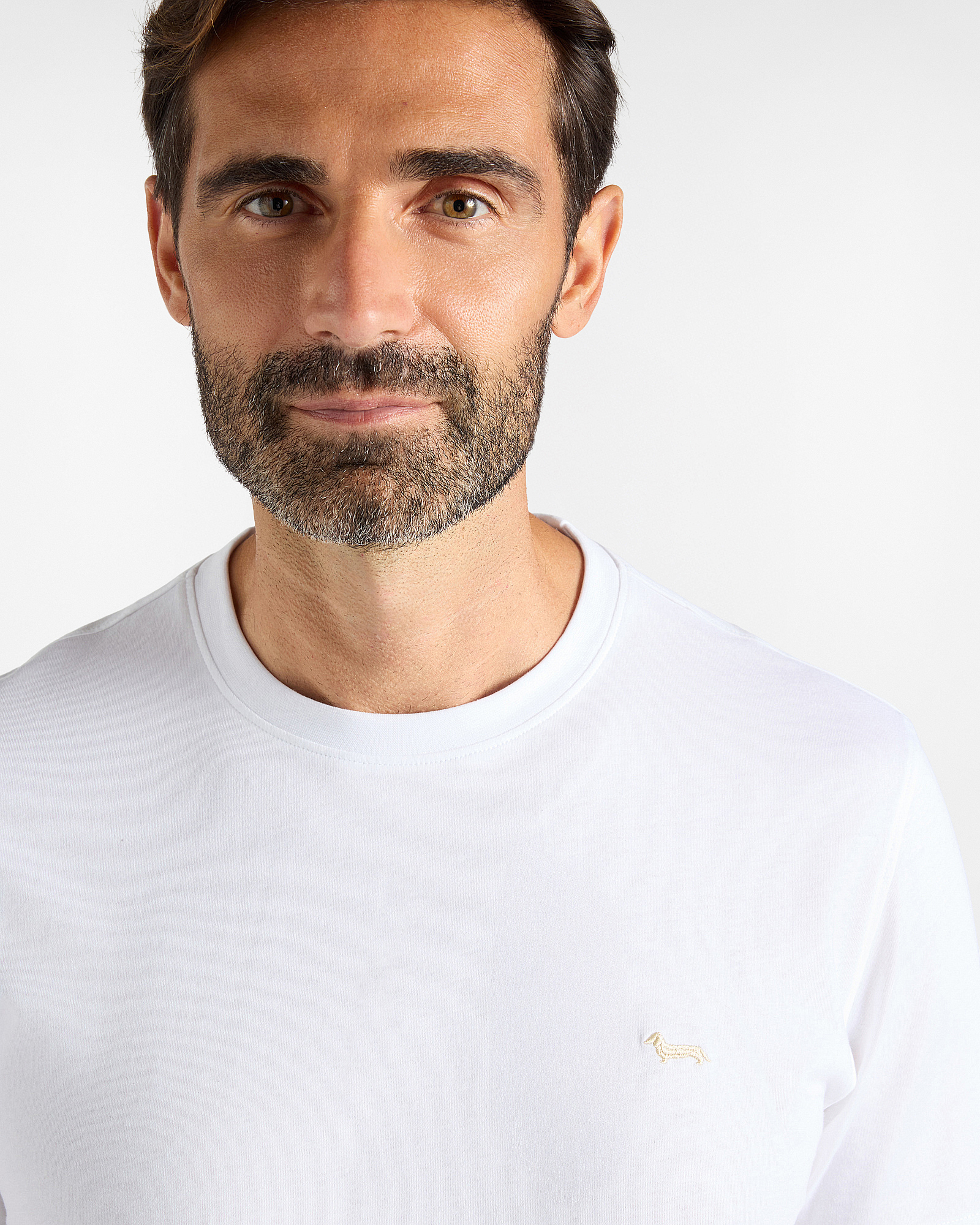 Men's narrow-fit  T-shirt in 100% pure cotton, WHITE, large